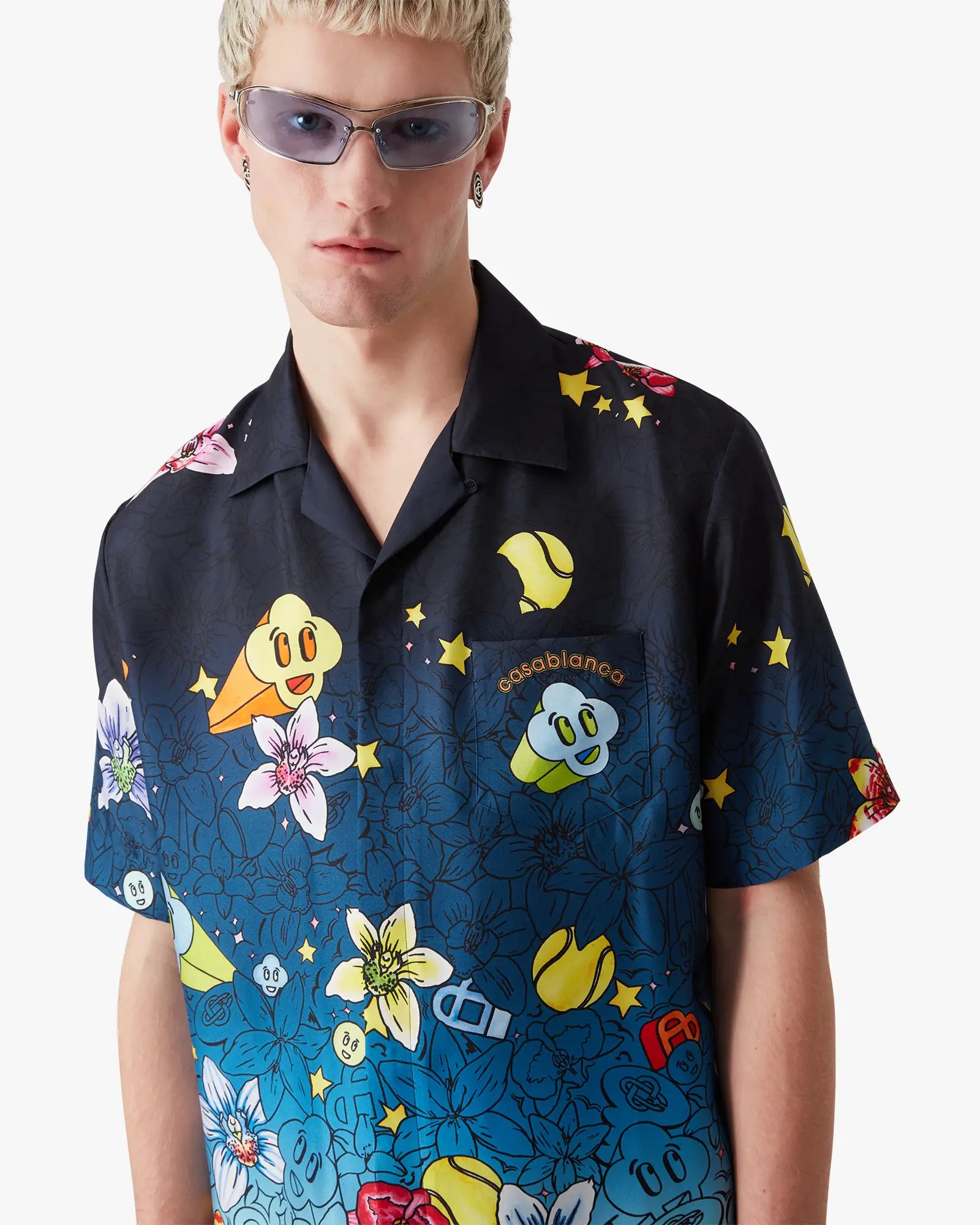 Collage D'Icones Graphiques Short Sleeve Silk Shirt | Casablanca Paris | Image 5