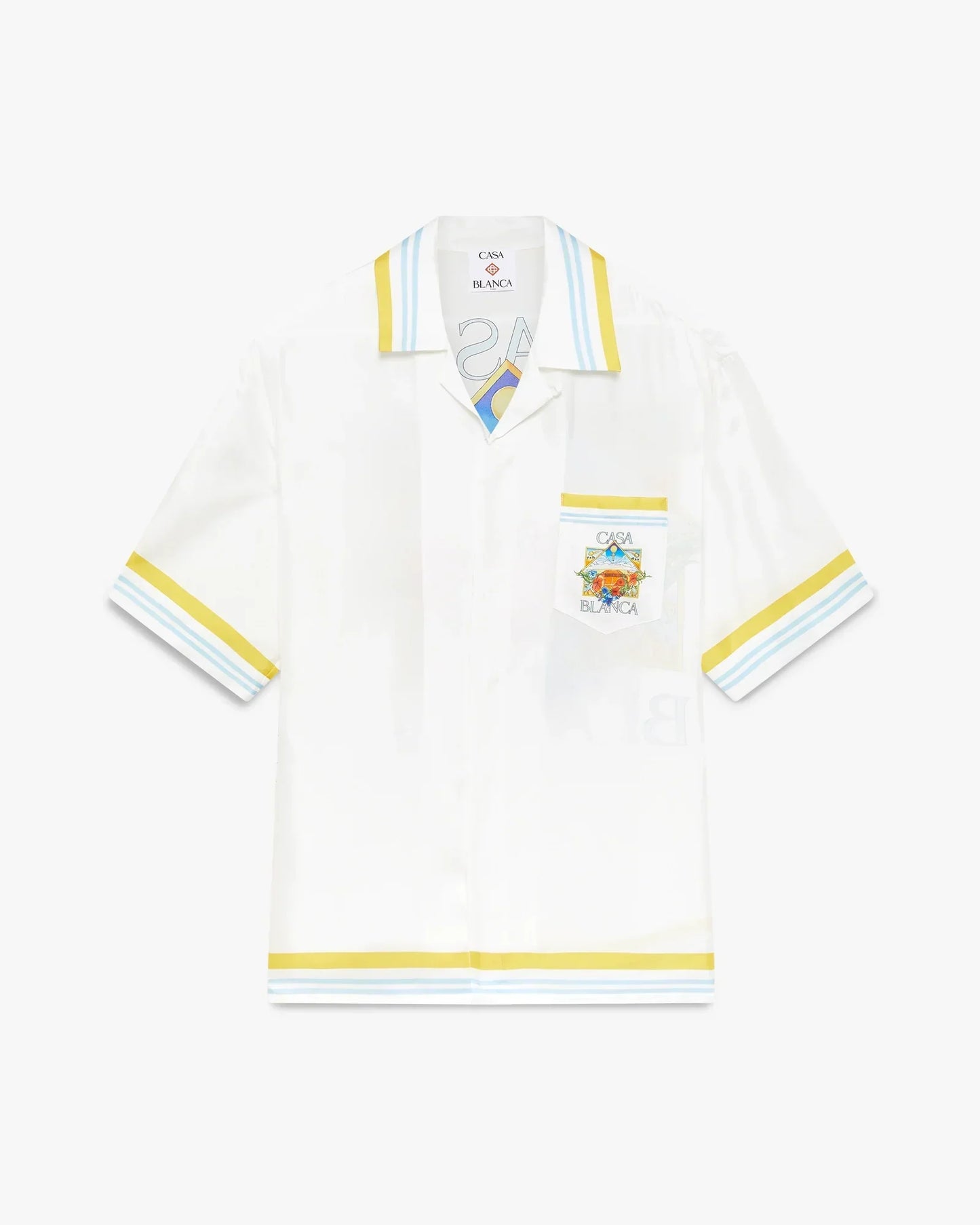 White Tennis Landscape Short Sleeve Silk Shirt | Casablanca Paris | Image 1