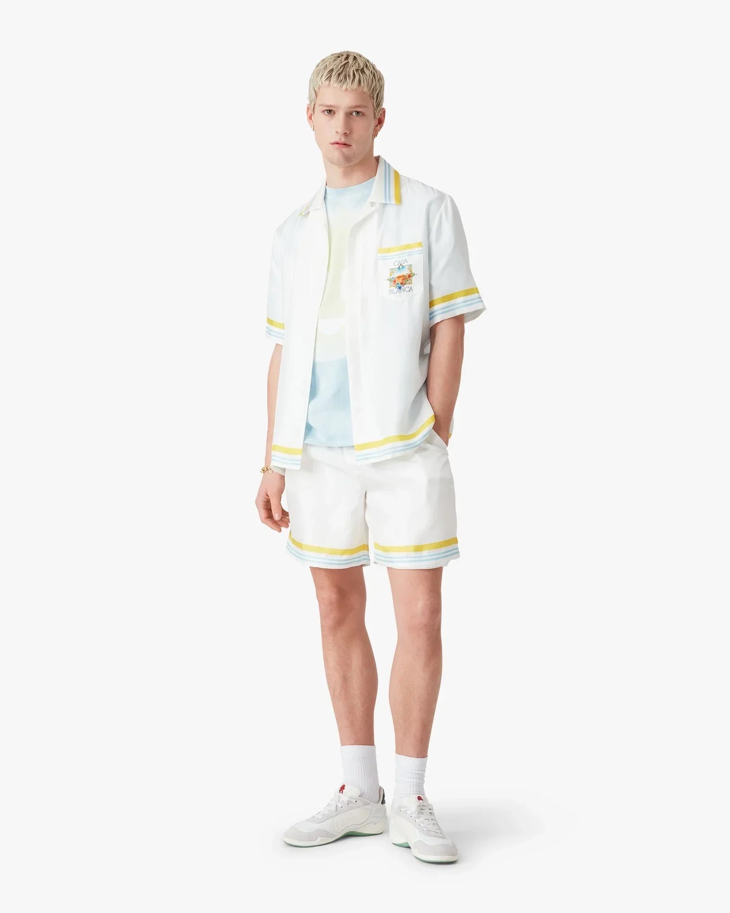 White Tennis Landscape Short Sleeve Silk Shirt | Casablanca Paris | Image 2