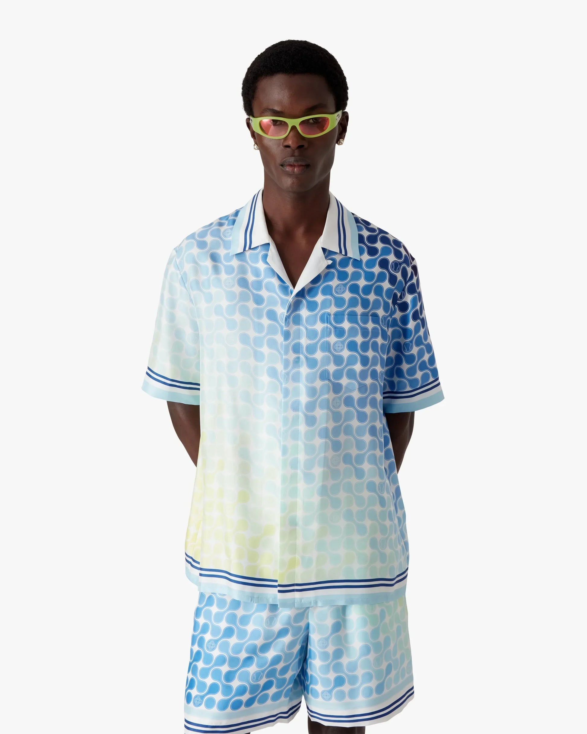 Gradient Tennis Tile Short Sleeve Silk Shirt | Casablanca Paris | Image 4