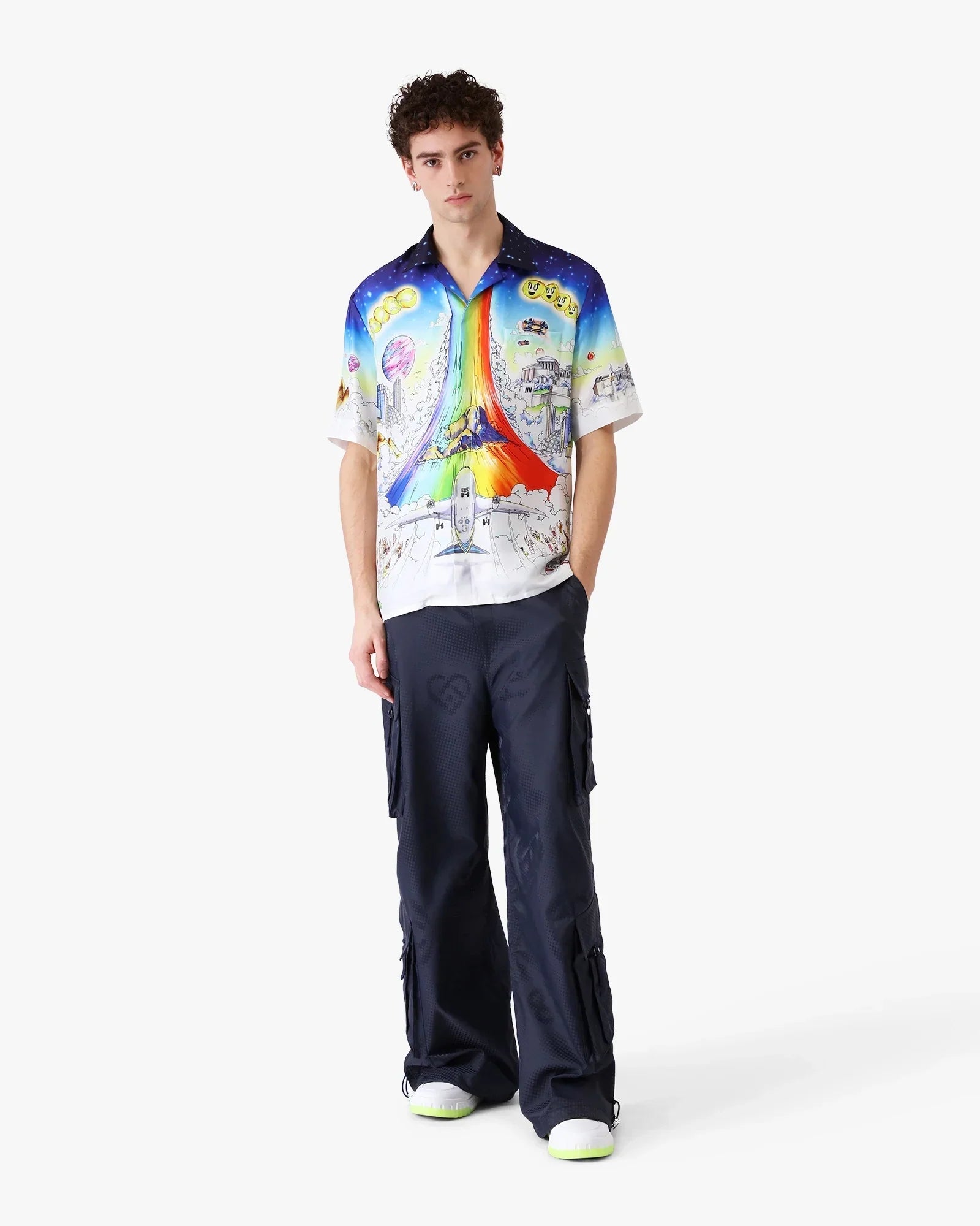 Solid Grooves Short Sleeve Silk Shirt | Casablanca Paris | Image 2
