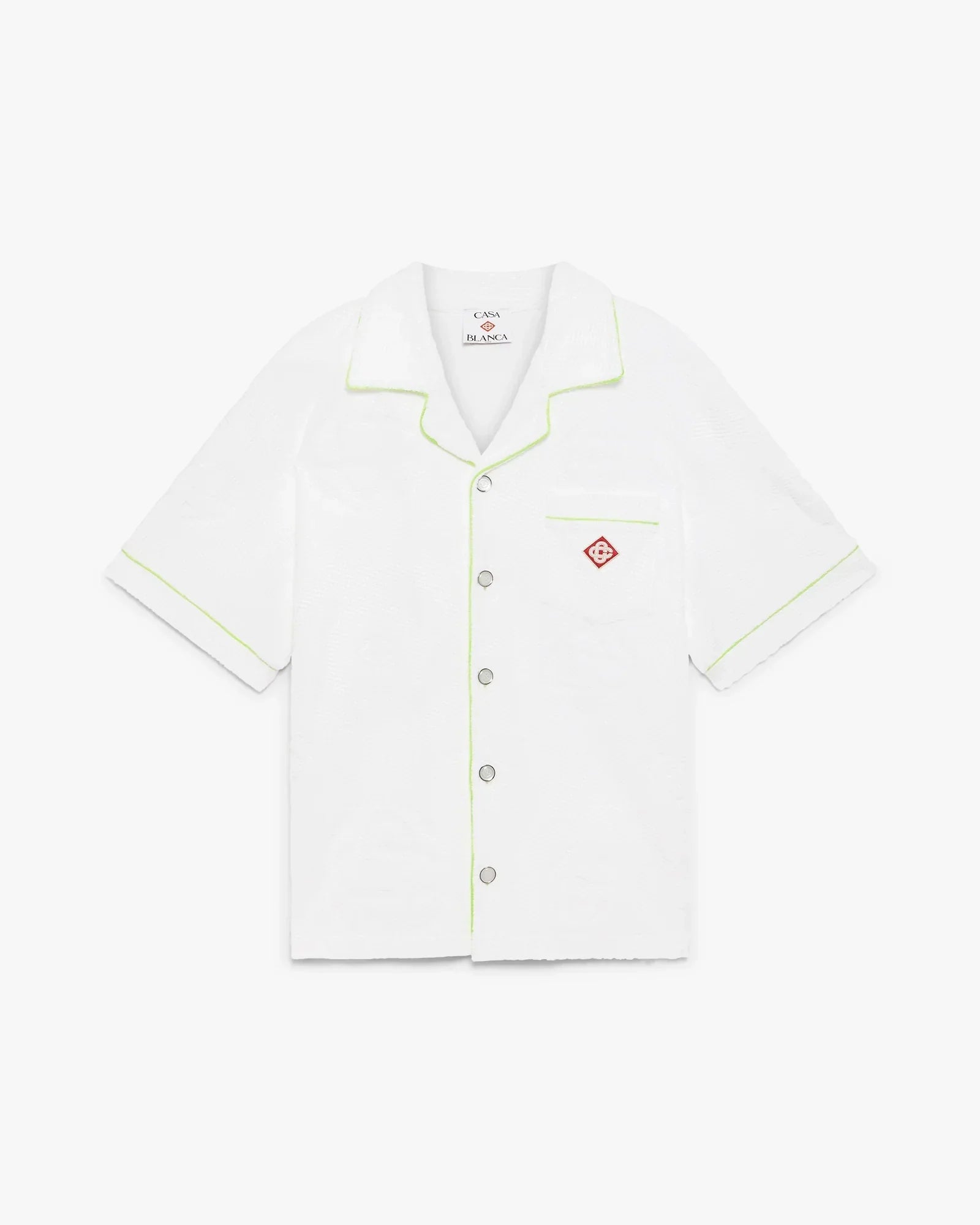 White Towelling Monogram Short Sleeve Shirt | Casablanca Paris | Image 1