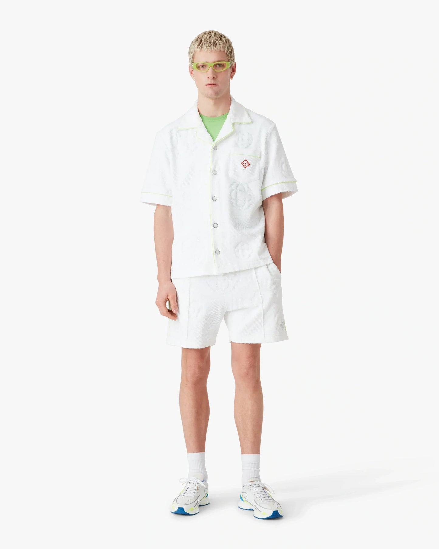 White Towelling Monogram Short Sleeve Shirt | Casablanca Paris | Image 2