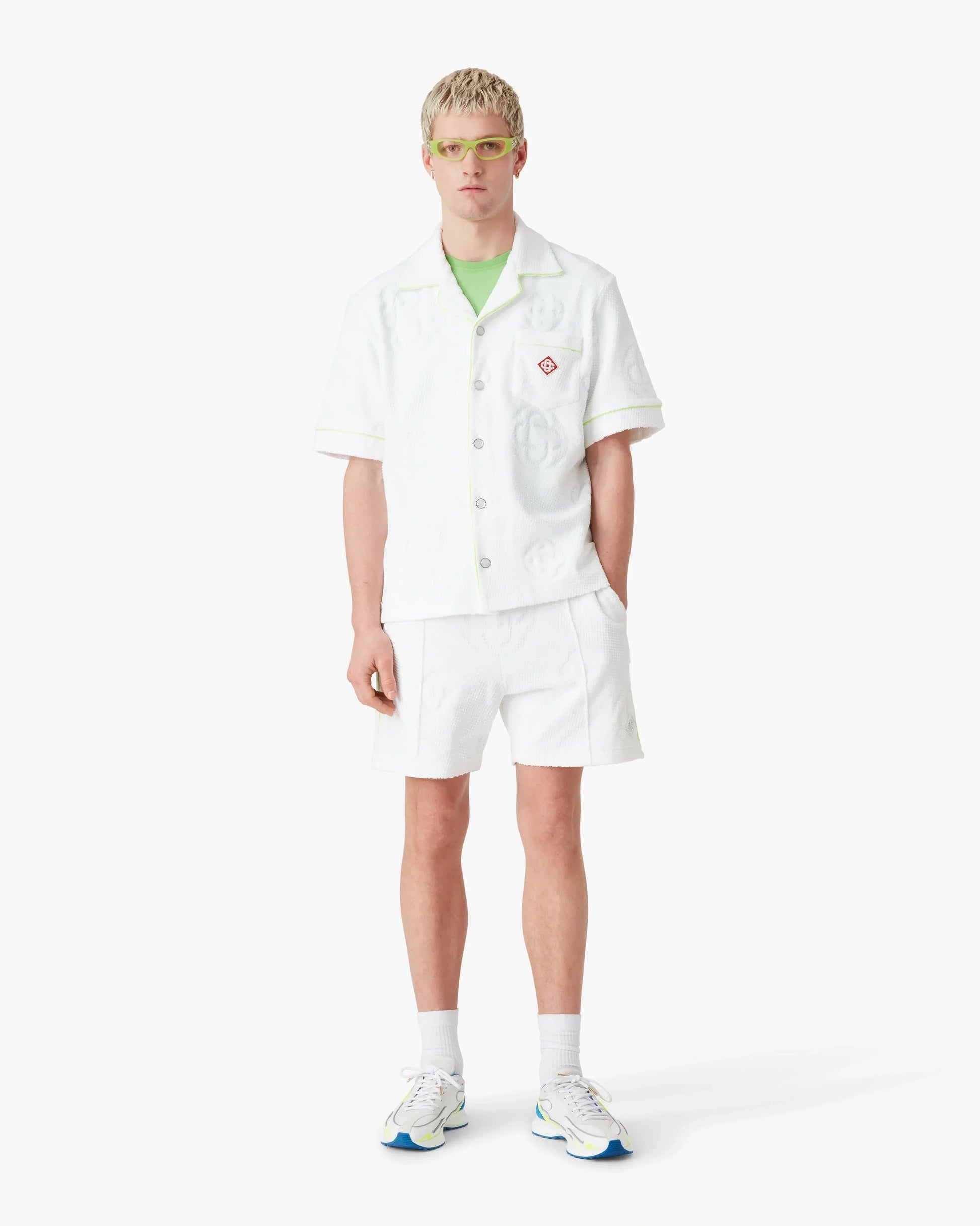 White Towelling Monogram Short Sleeve Shirt | Casablanca Paris | Image 2