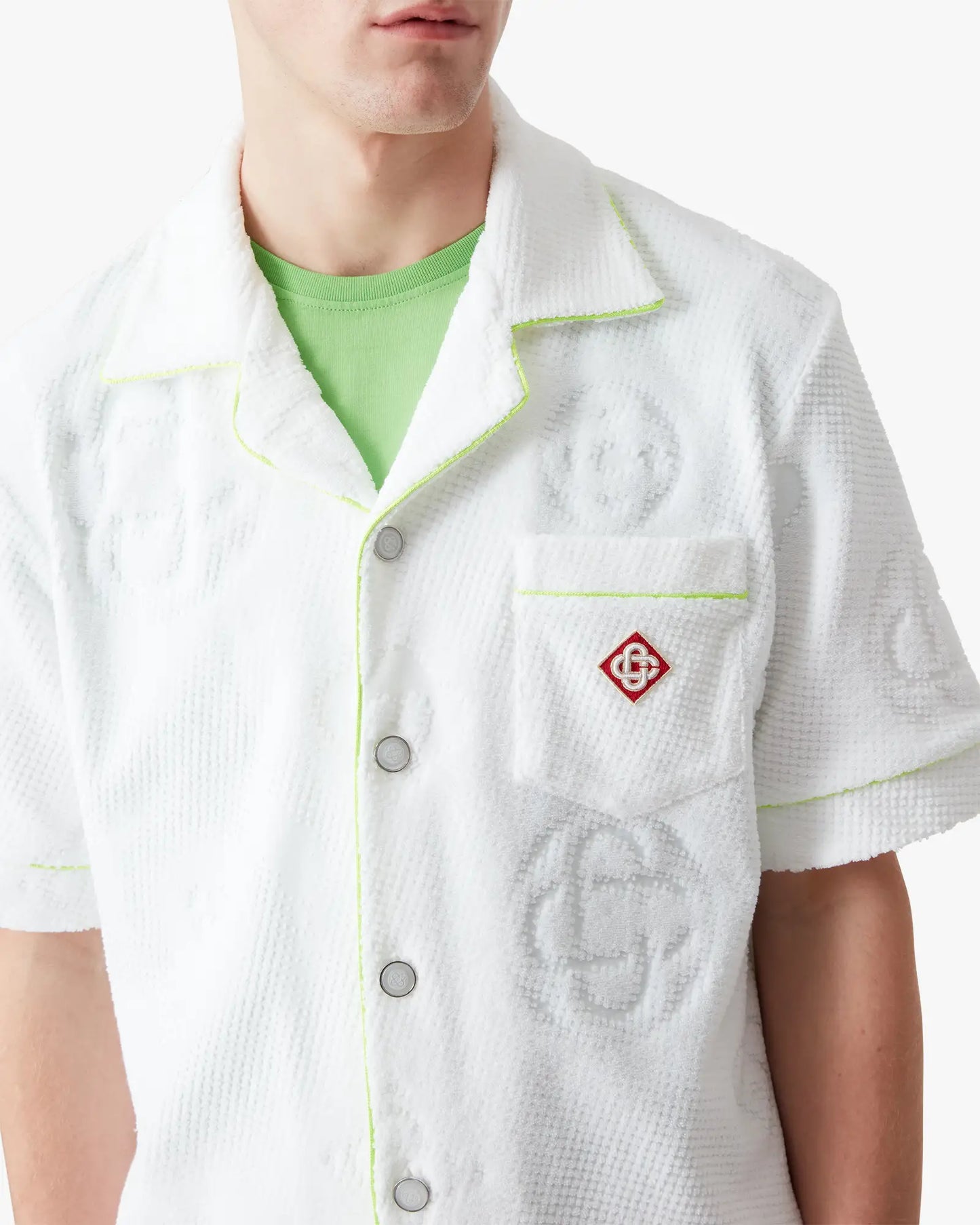 White Towelling Monogram Short Sleeve Shirt | Casablanca Paris | Image 5