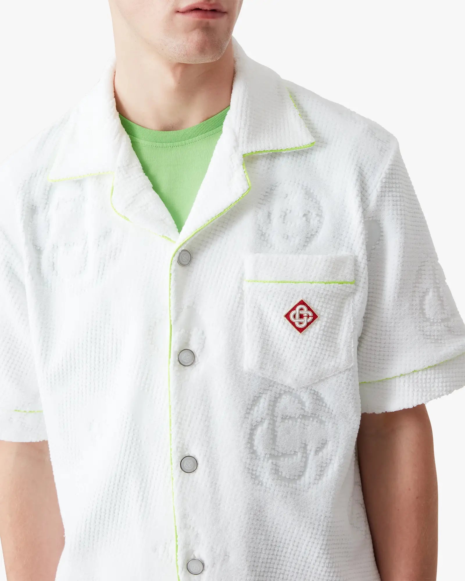 White Towelling Monogram Short Sleeve Shirt | Casablanca Paris | Image 5