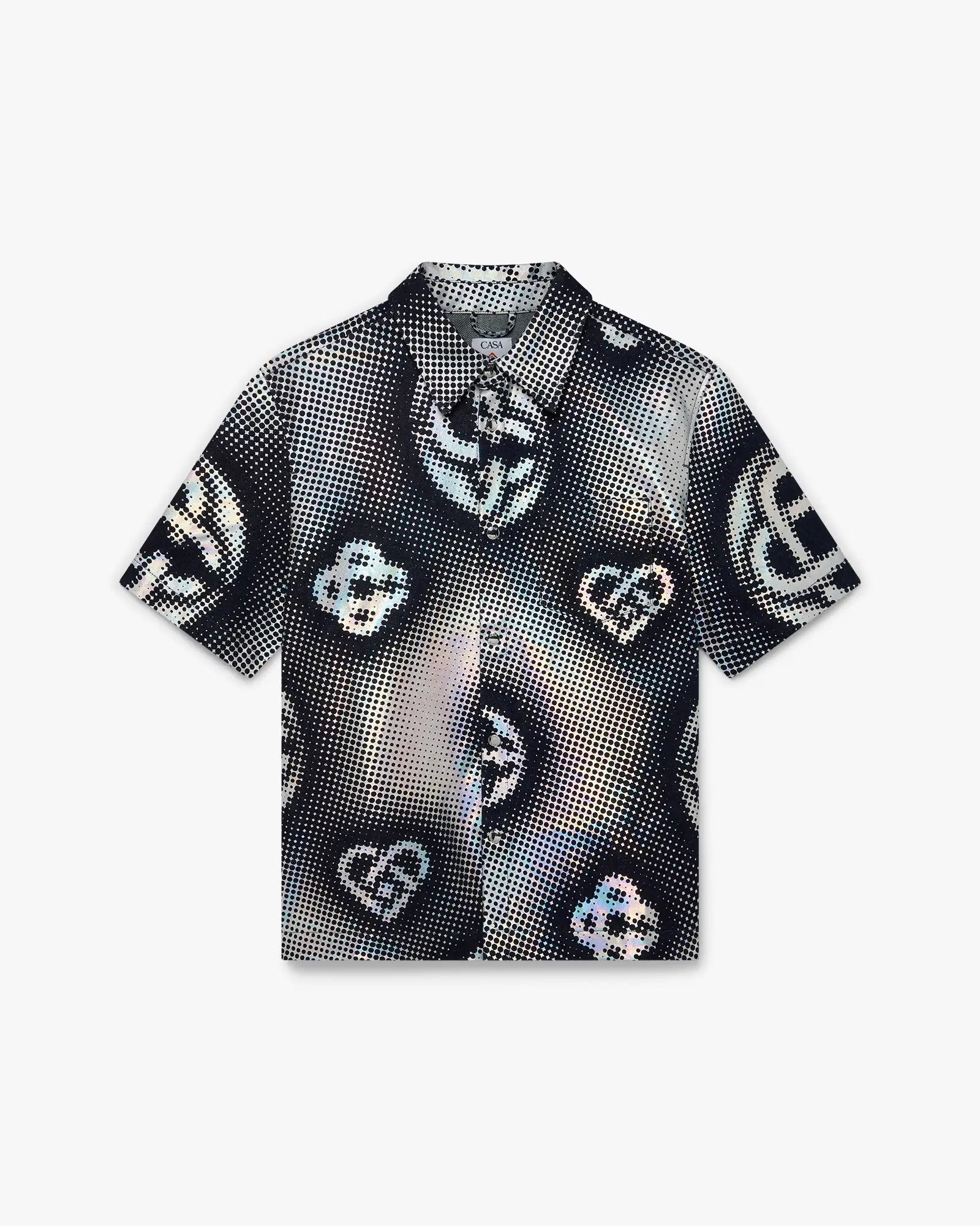Pearlescent Monogram Short Sleeve Denim Shirt | Casablanca Paris | Image 1