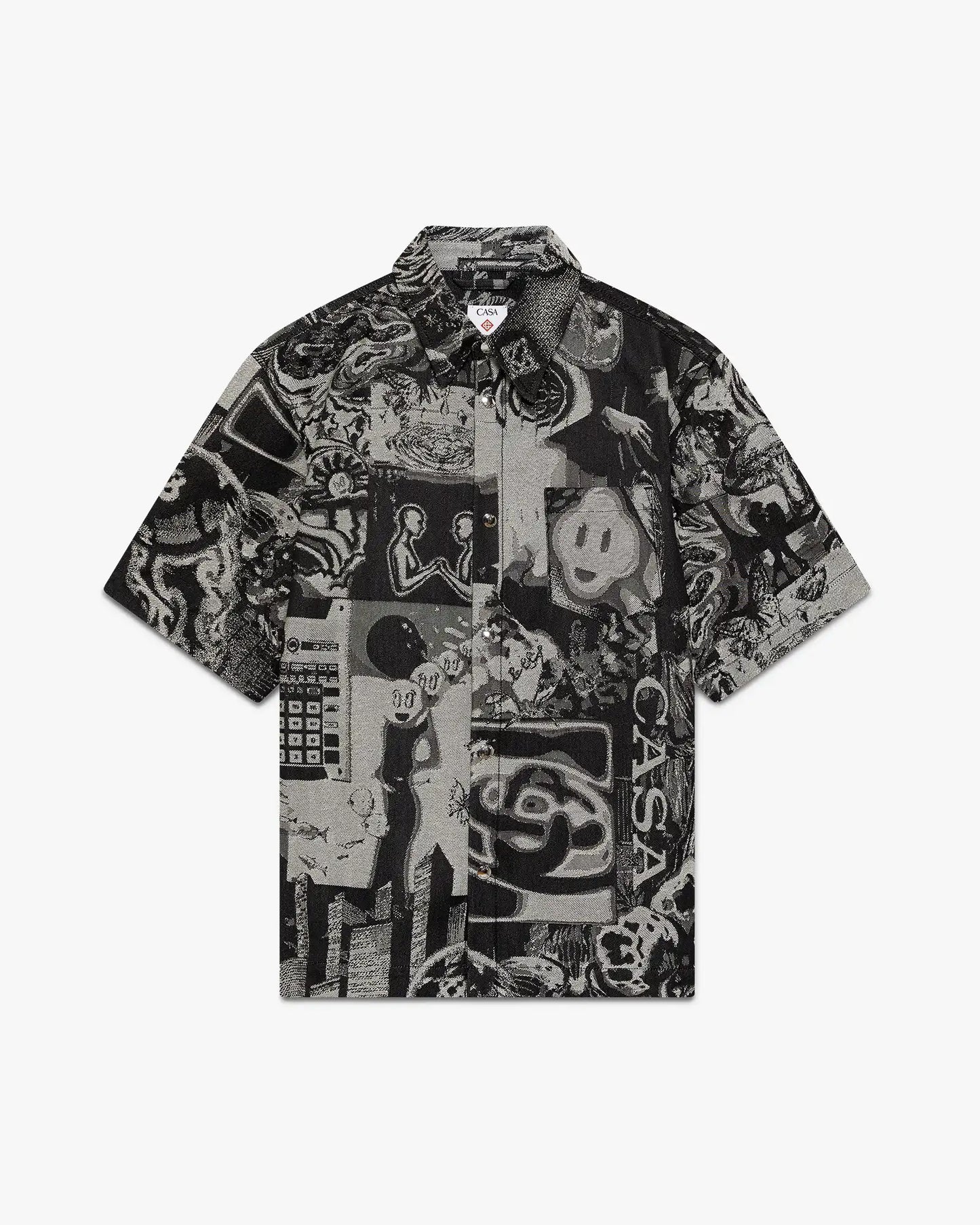 Rave Collage Short Sleeve Denim Shirt | Casablanca Paris | Image 1