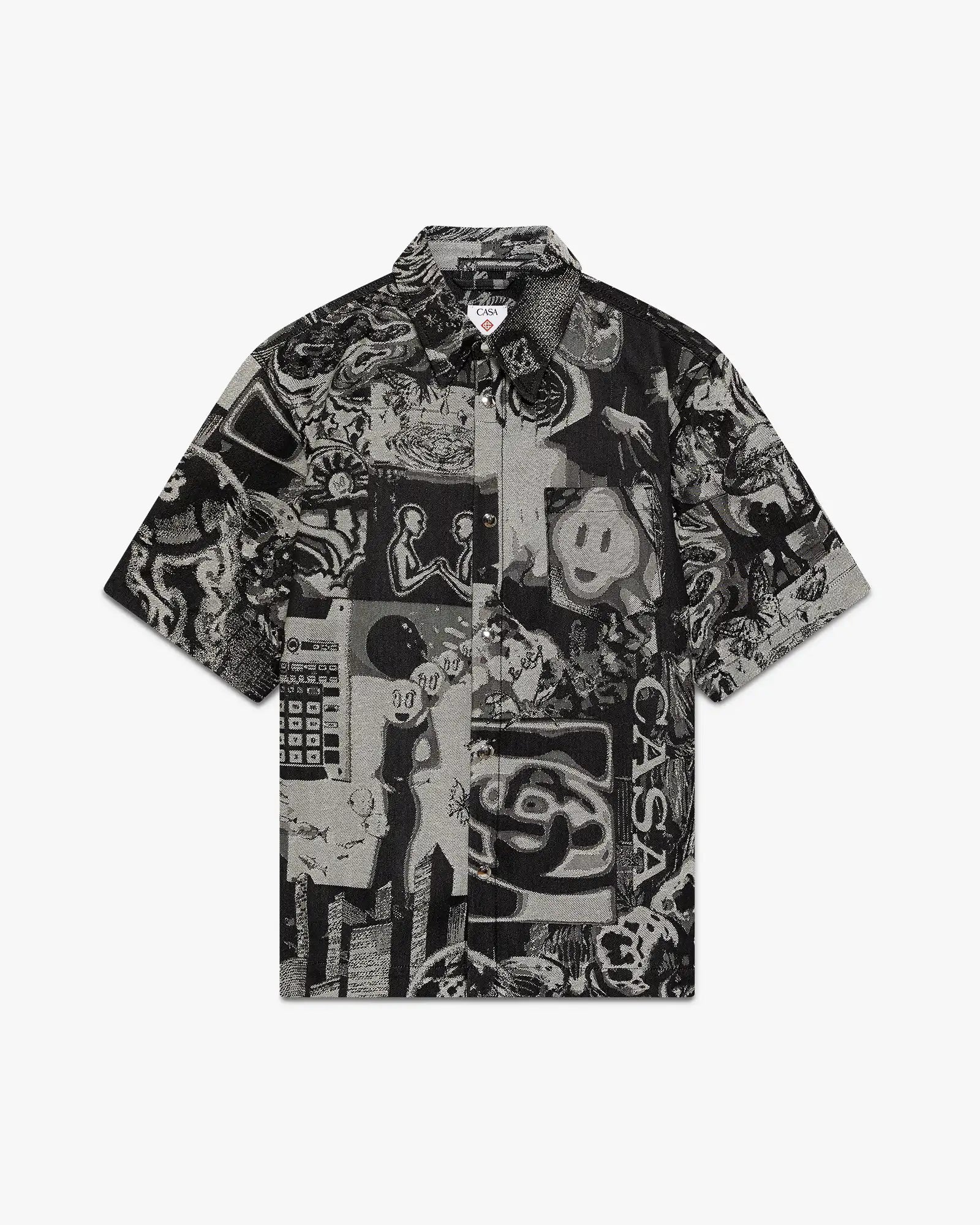Rave Collage Short Sleeve Denim Shirt | Casablanca Paris | Image 1