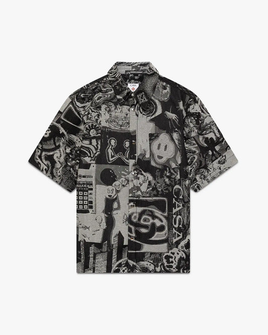 Rave Collage Short Sleeve Denim Shirt | Casablanca Paris | Image 1
