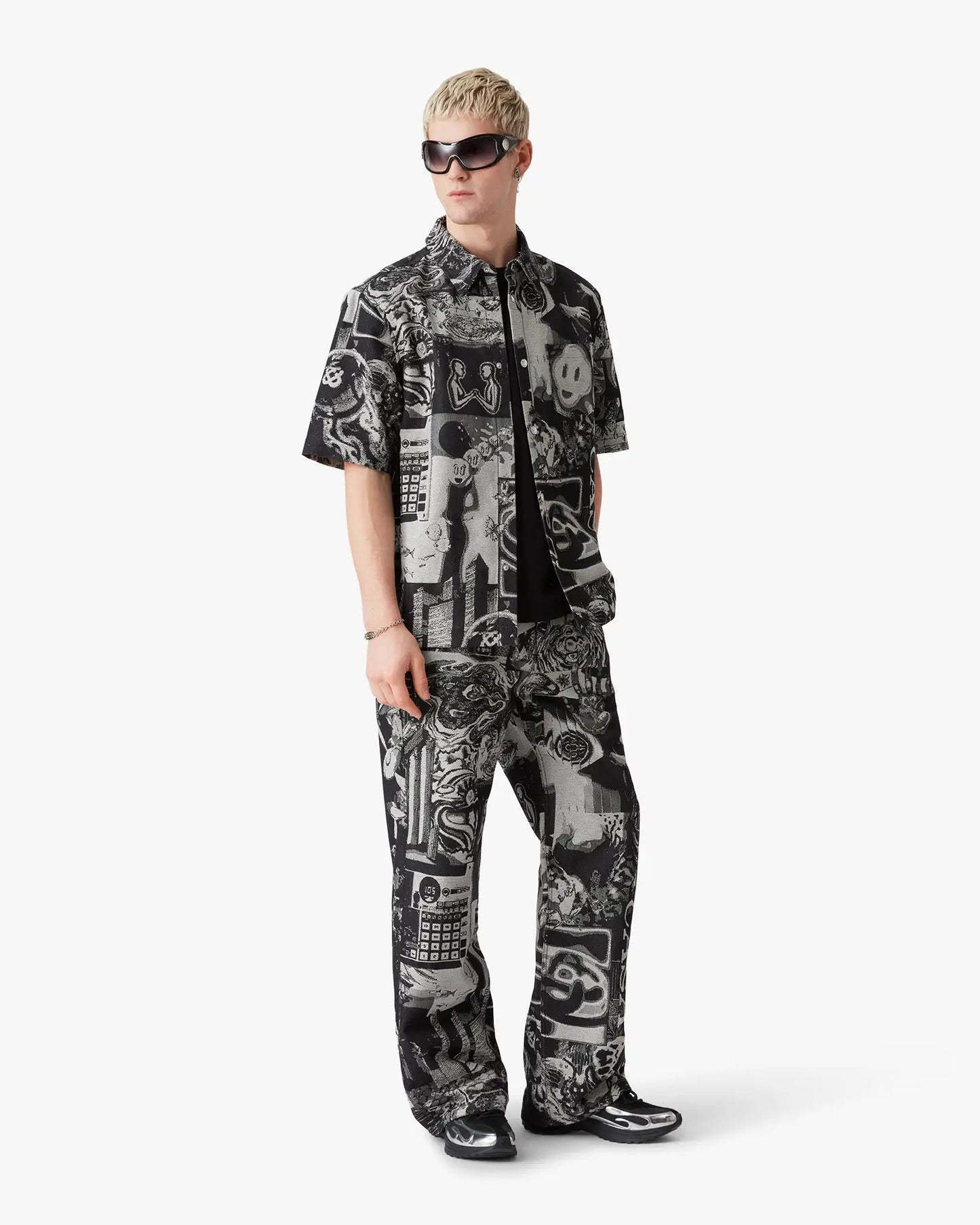 Rave Collage Short Sleeve Denim Shirt | Casablanca Paris | Image 2