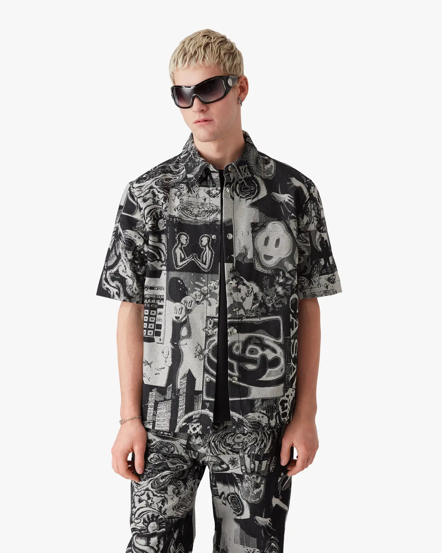 Rave Collage Short Sleeve Denim Shirt | Casablanca Paris | Image 4