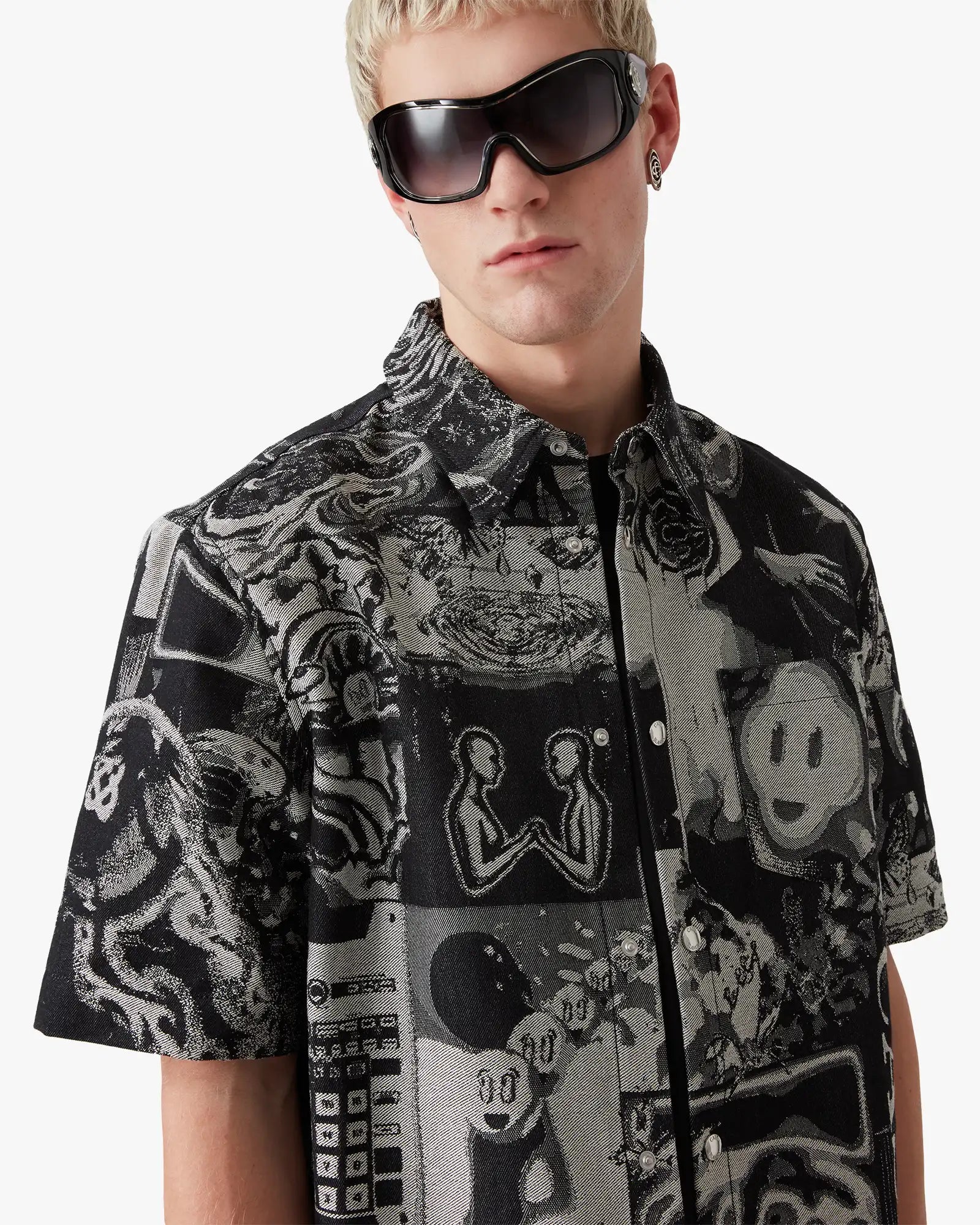 Rave Collage Short Sleeve Denim Shirt | Casablanca Paris | Image 5