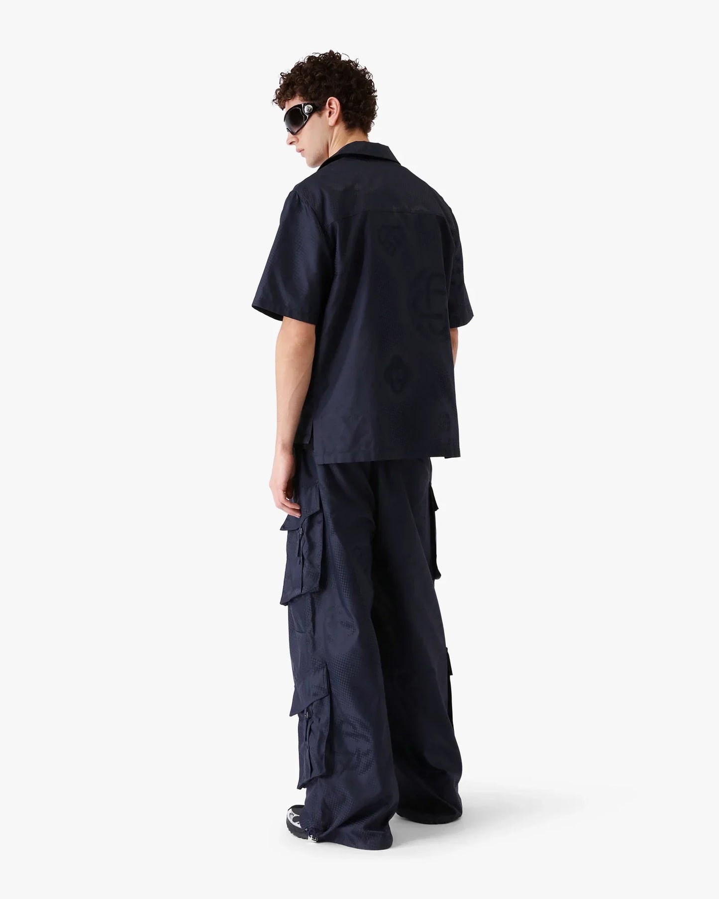 Navy Half Tone Monogram Short Sleeve Shirt | Casablanca Paris | Image 3