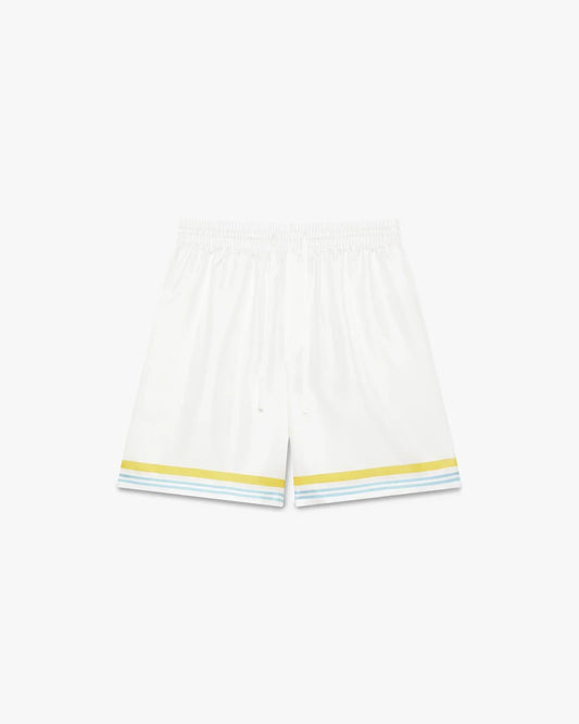 White Tennis Landscape Silk Shorts | Casablanca Paris | Image 1