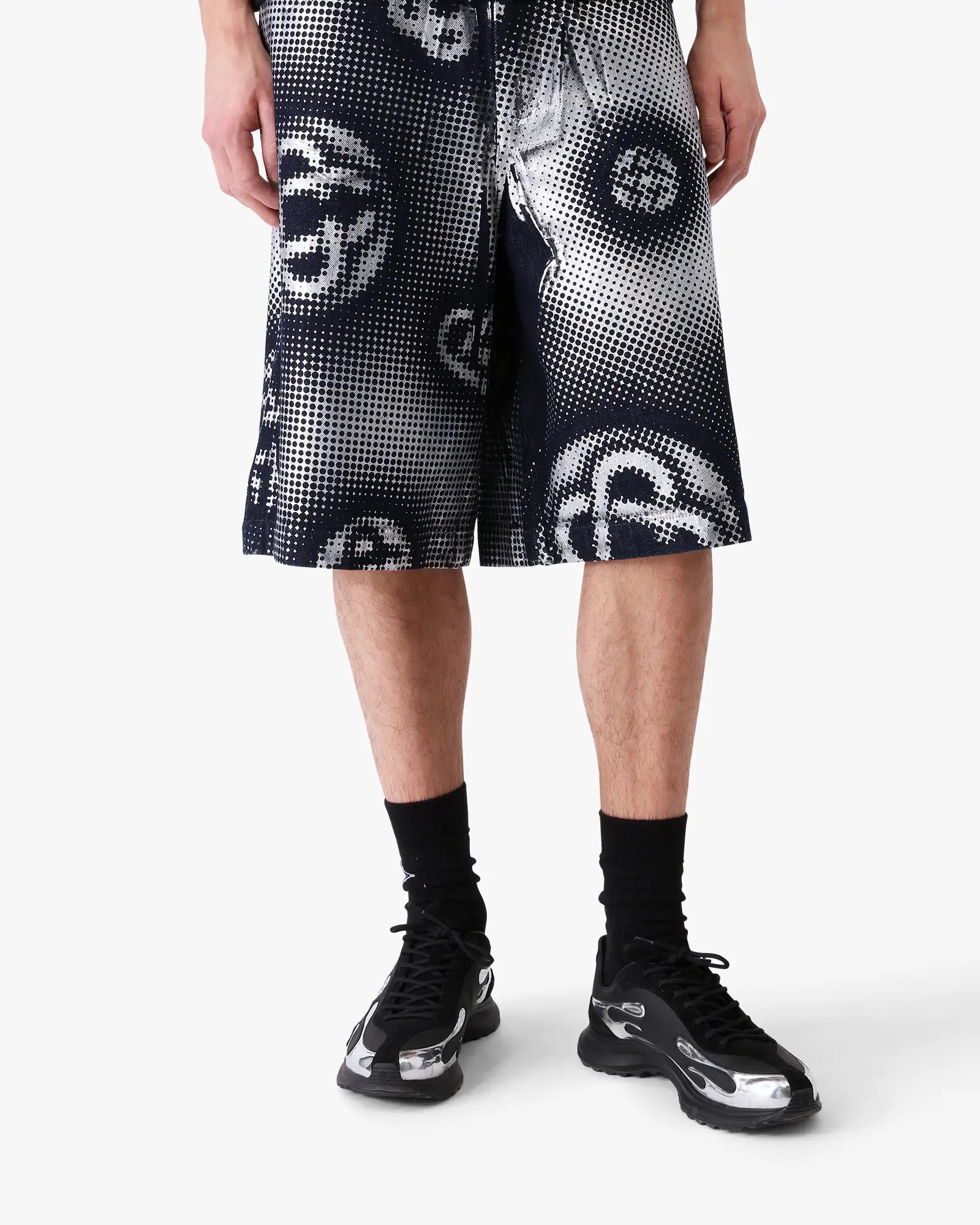 Pearlescent Monogram Denim Shorts | Casablanca Paris | Image 4