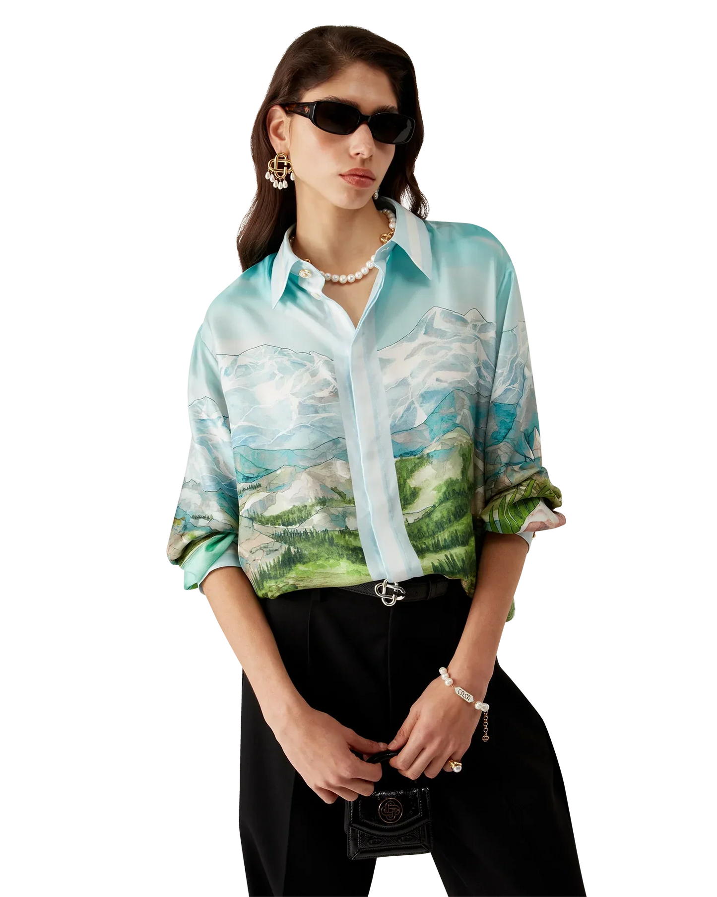 Dalmatian A La Montange Long Sleeve Silk Shirt | Casablanca Paris | Image 6