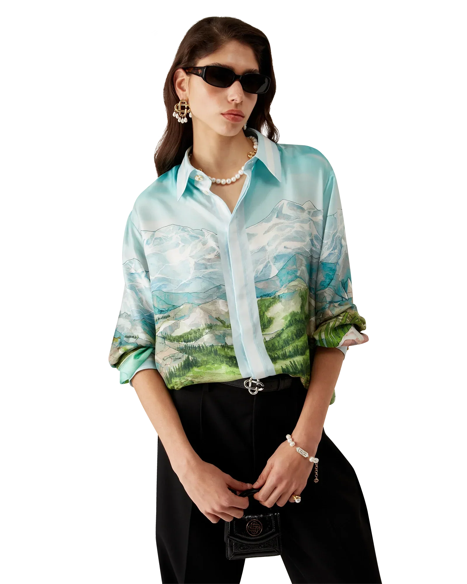Dalmatian A La Montange Long Sleeve Silk Shirt | Casablanca Paris | Image 6