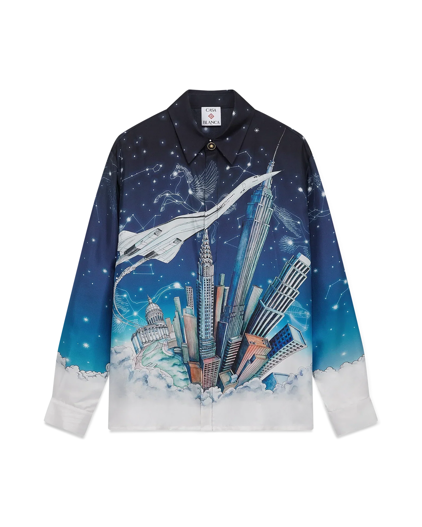 Vol De Nuit Long Sleeve Silk Shirt | Casablanca Paris | Image 10