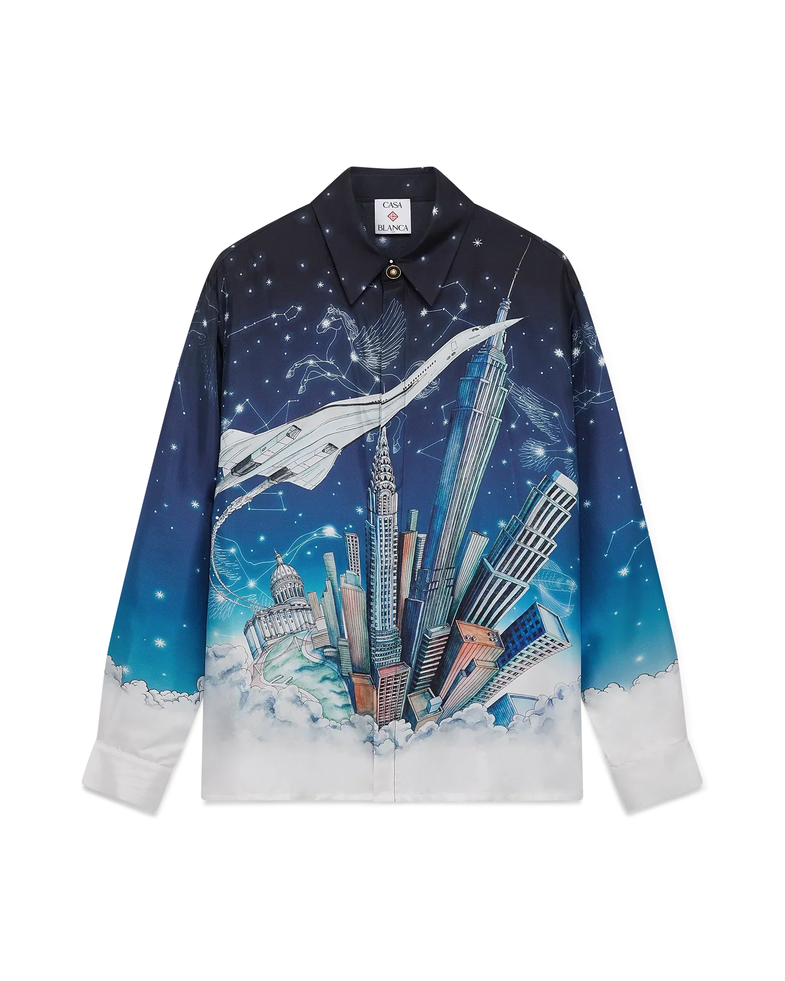 Vol De Nuit Long Sleeve Silk Shirt | Casablanca Paris | Image 10