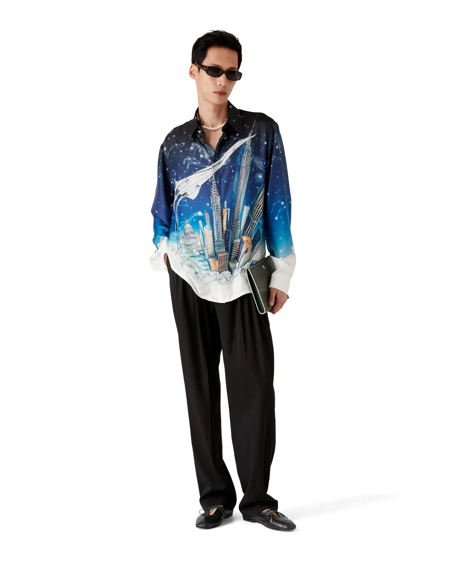 Vol De Nuit Long Sleeve Silk Shirt | Casablanca Paris | Image 2