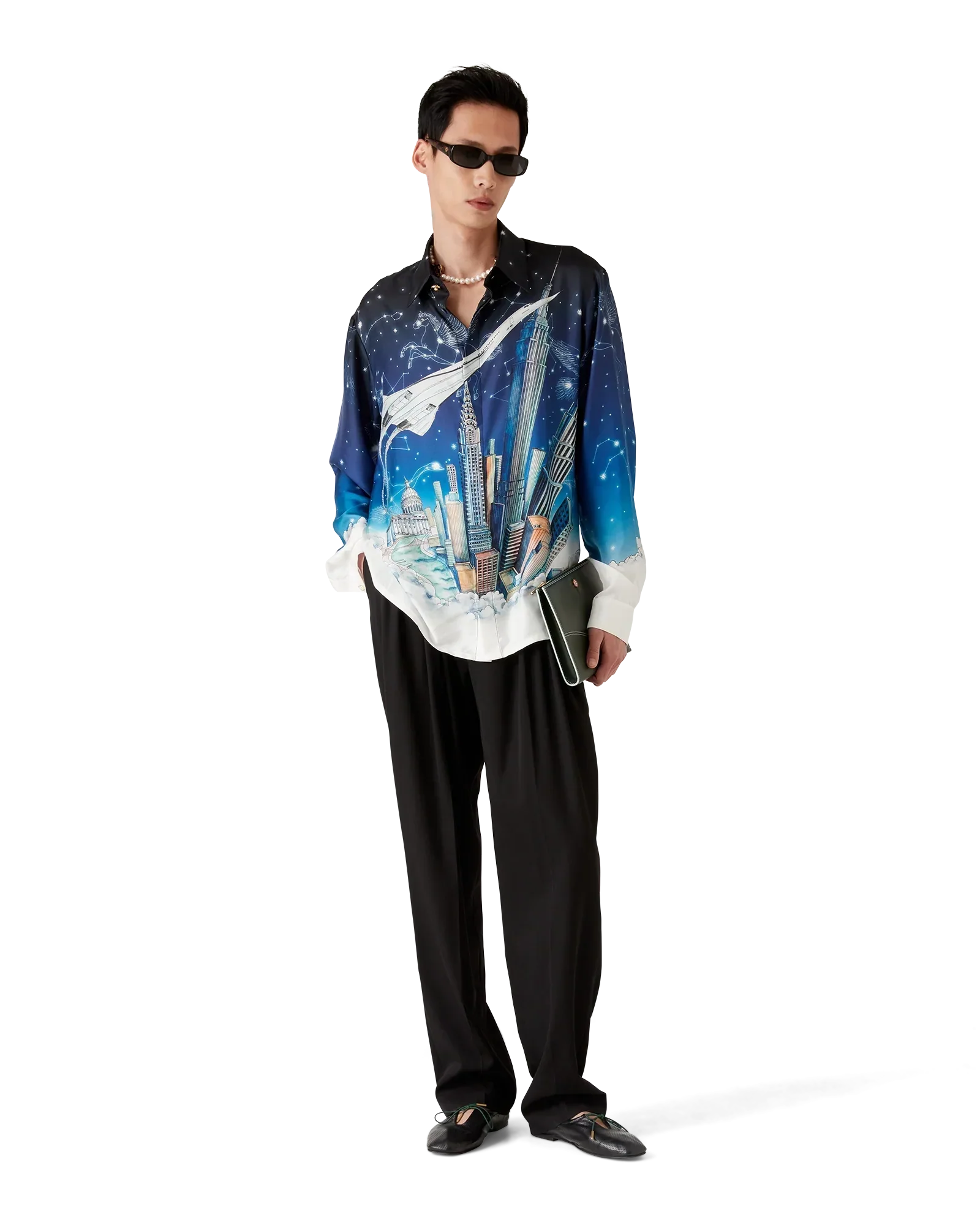 Vol De Nuit Long Sleeve Silk Shirt | Casablanca Paris | Image 2