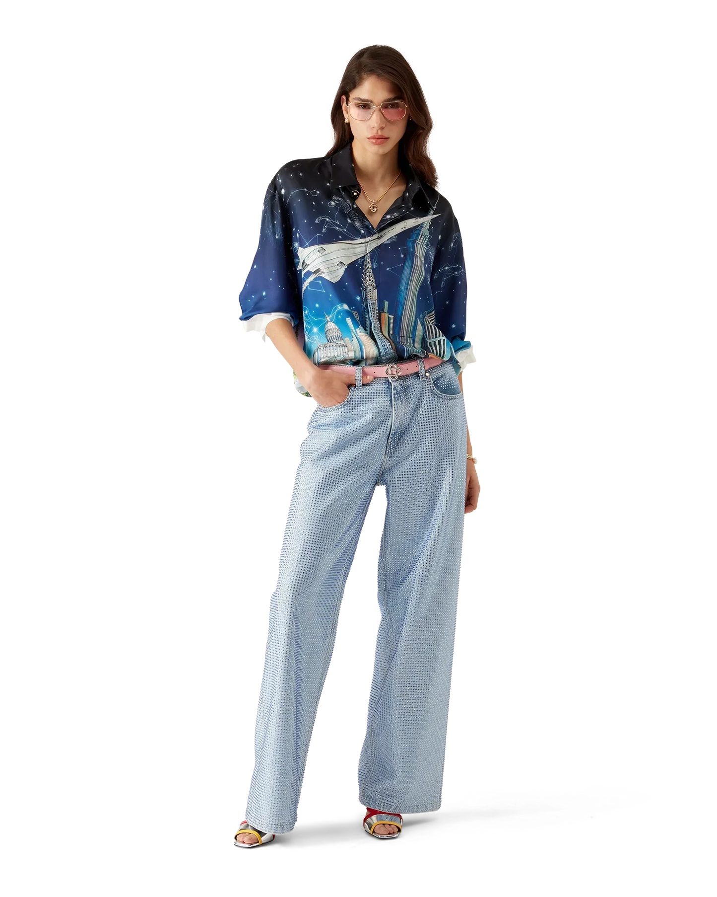 Vol De Nuit Long Sleeve Silk Shirt | Casablanca Paris | Image 3