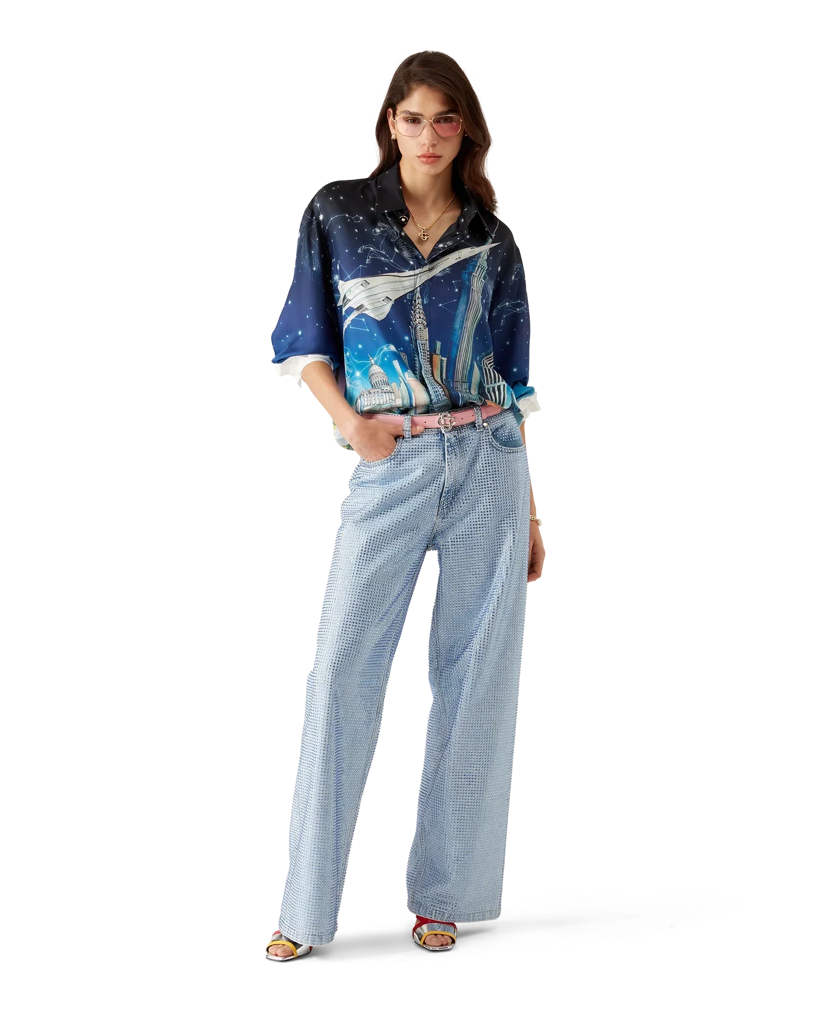 Vol De Nuit Long Sleeve Silk Shirt | Casablanca Paris | Image 3