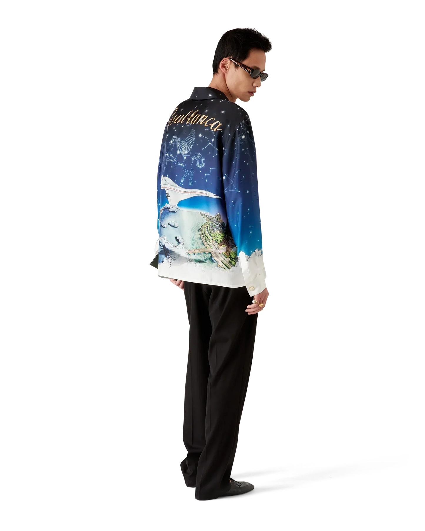 Vol De Nuit Long Sleeve Silk Shirt | Casablanca Paris | Image 4