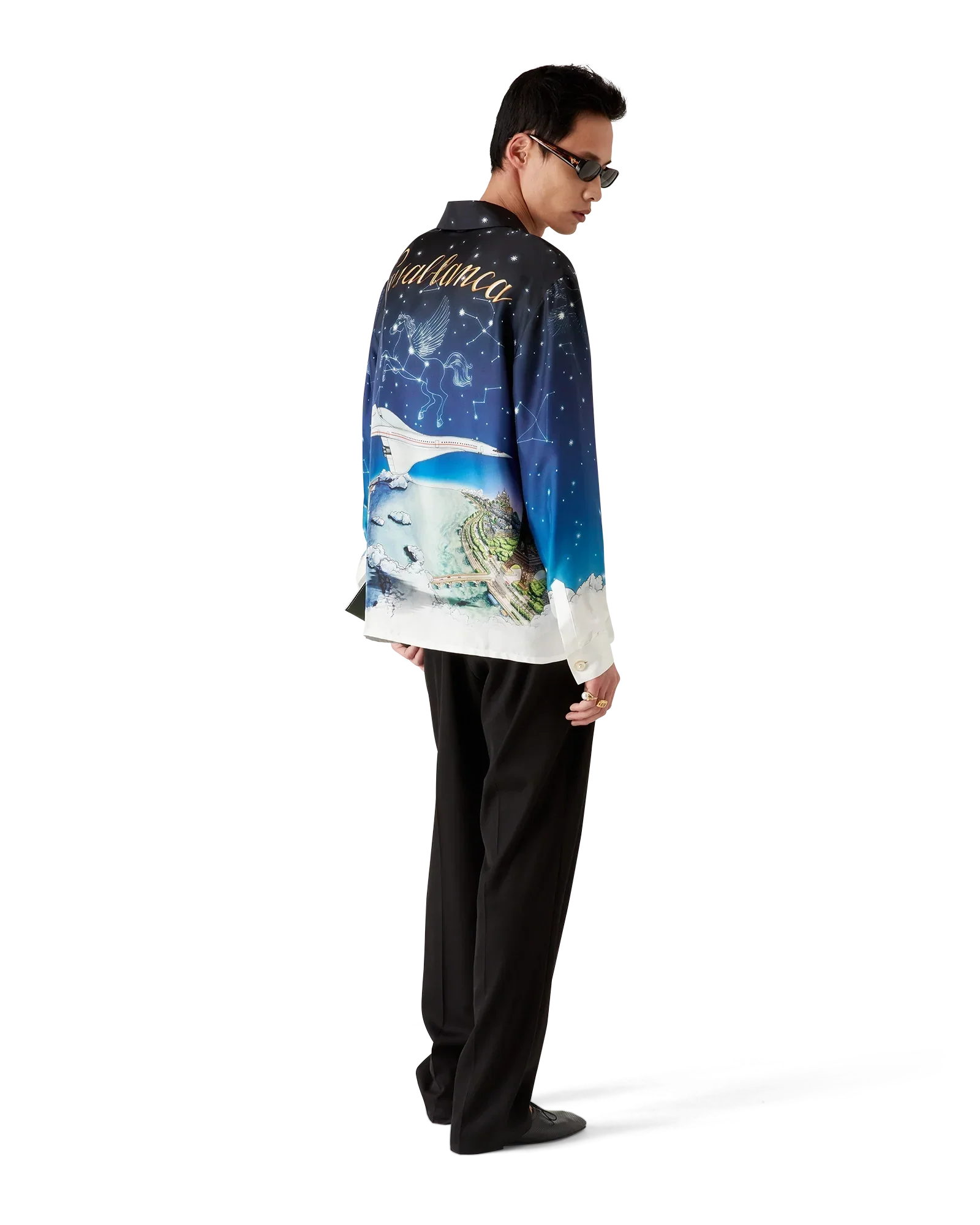 Vol De Nuit Long Sleeve Silk Shirt | Casablanca Paris | Image 4