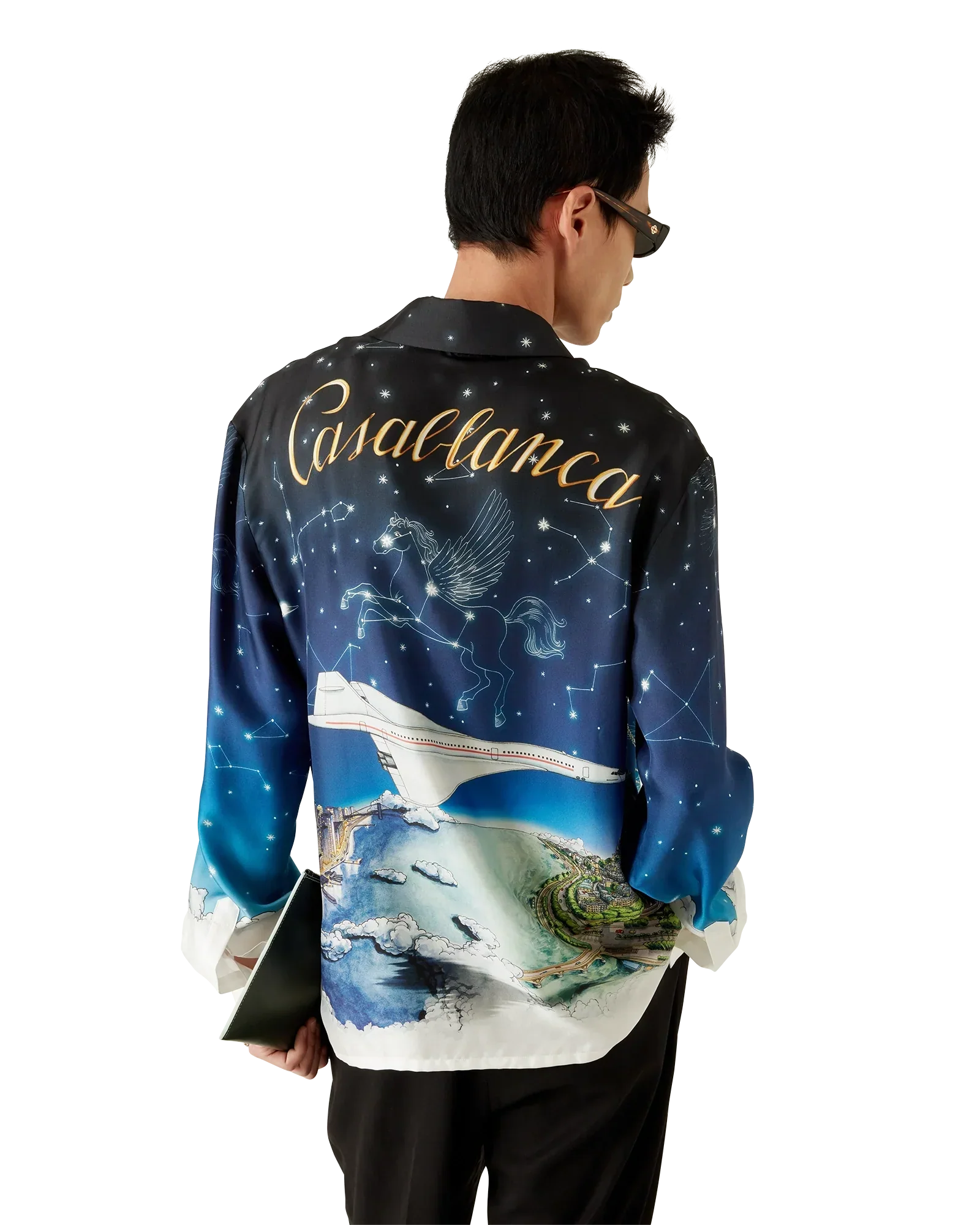 Vol De Nuit Long Sleeve Silk Shirt | Casablanca Paris | Image 6