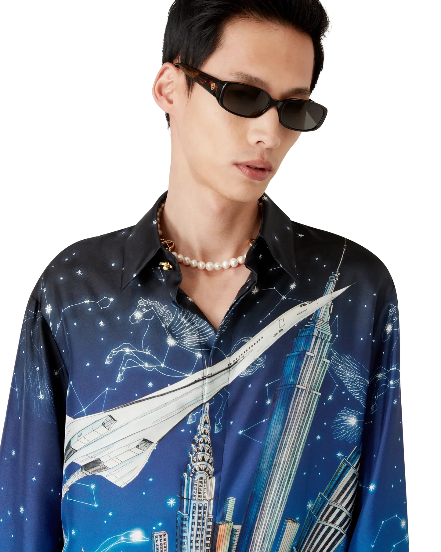 Vol De Nuit Long Sleeve Silk Shirt | Casablanca Paris | Image 9