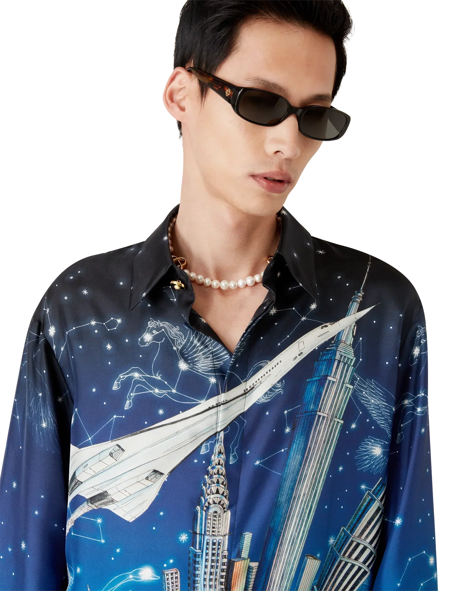 Vol De Nuit Long Sleeve Silk Shirt | Casablanca Paris | Image 9