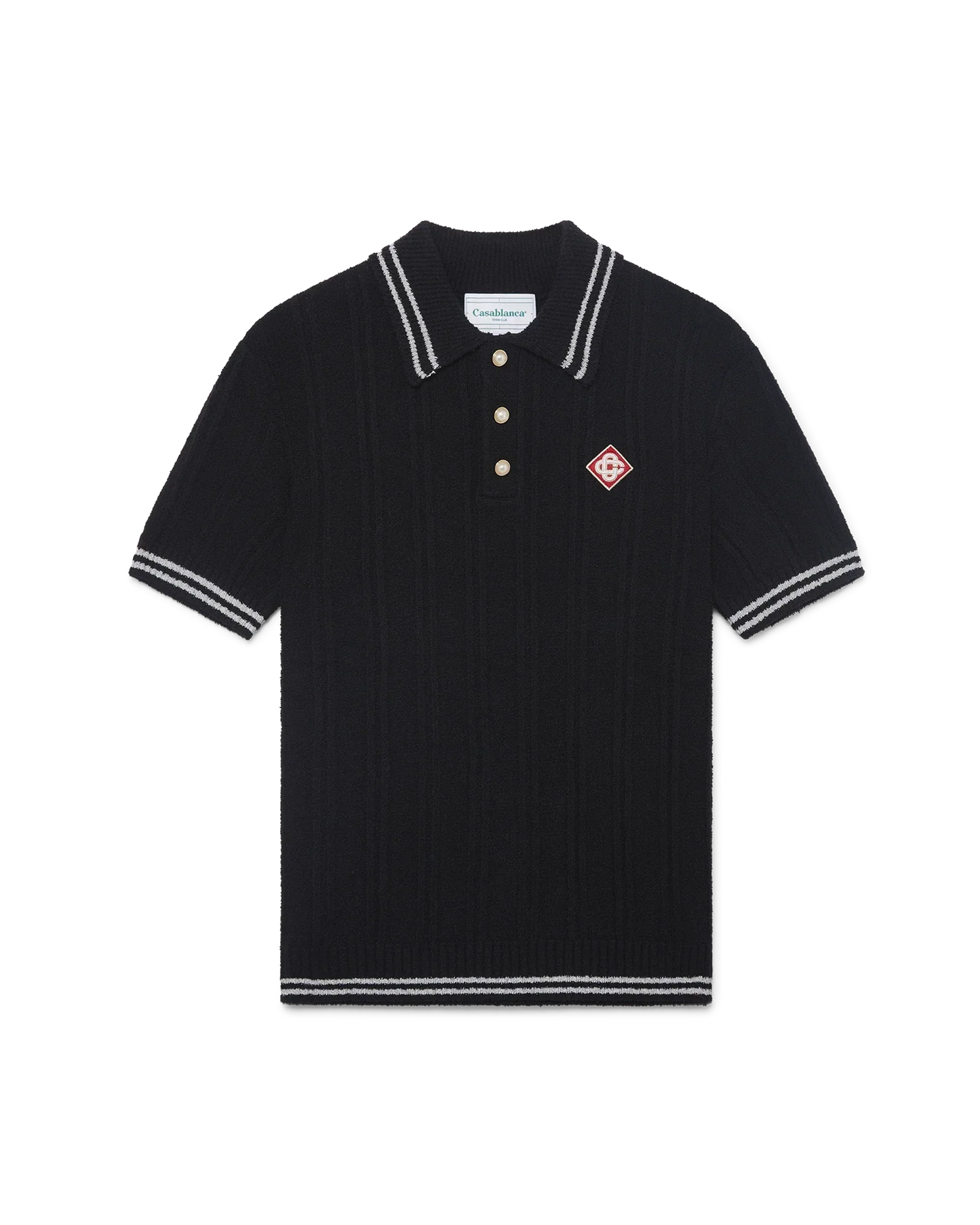 Silver Trim Boucle Polo Shirt | Casablanca Paris | Image 1