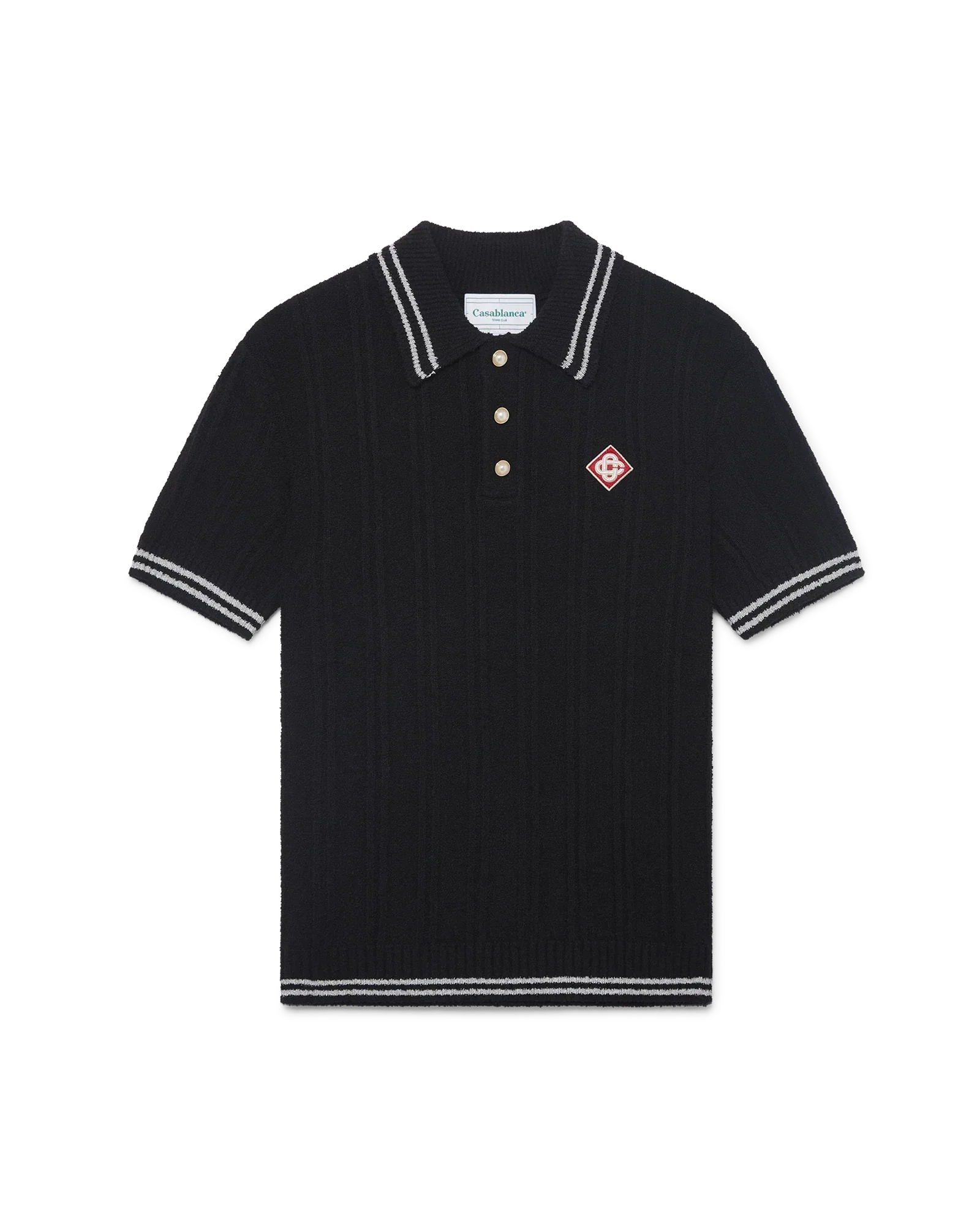 Silver Trim Boucle Polo Shirt | Casablanca Paris | Image 1