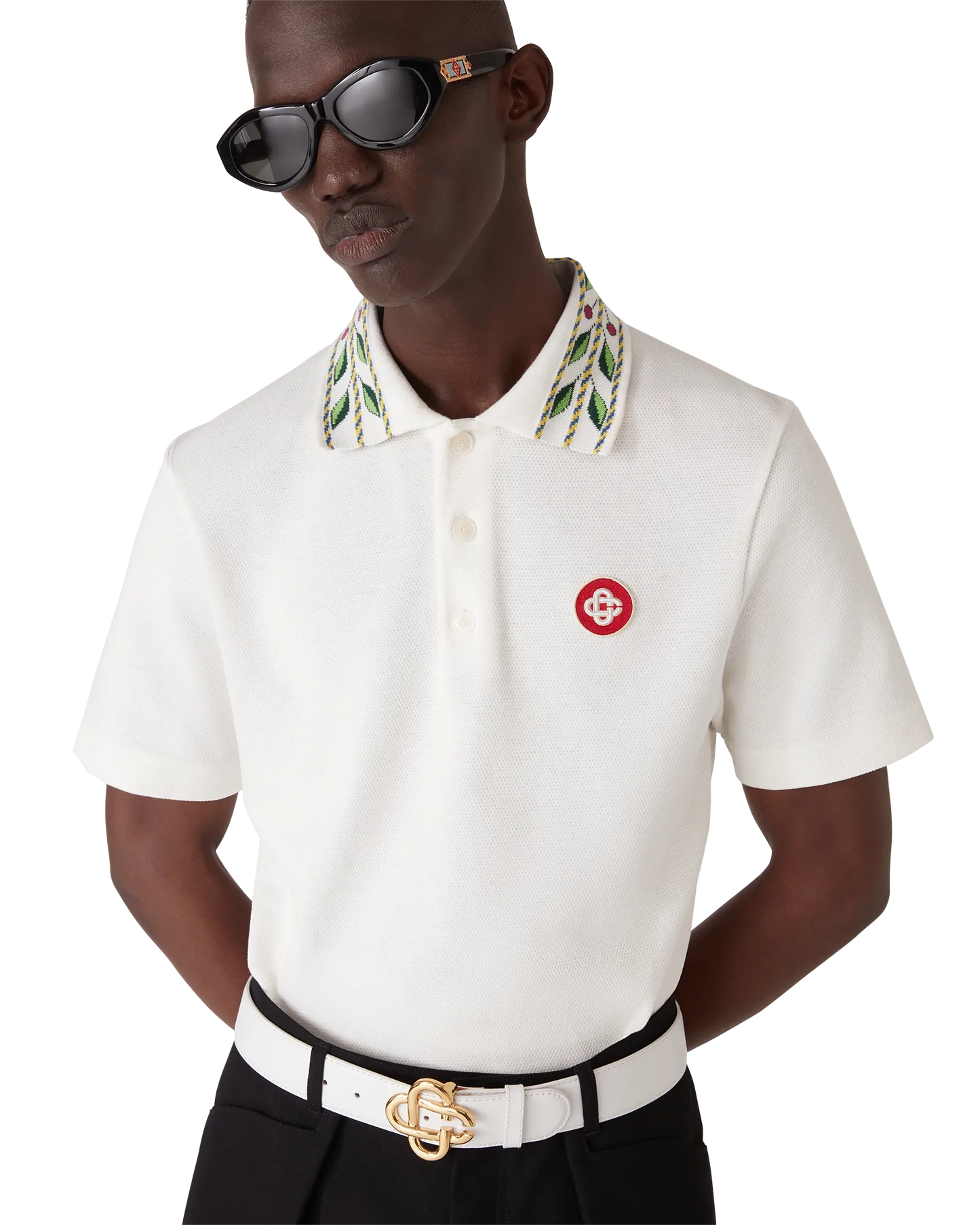 Laurel Pique Short Sleeve Polo Shirt | Casablanca Paris | Image 4