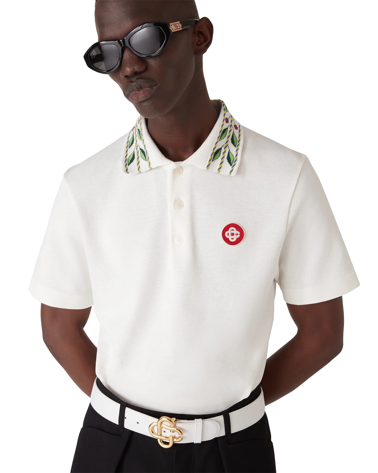 Laurel Pique Short Sleeve Polo Shirt | Casablanca Paris | Image 4