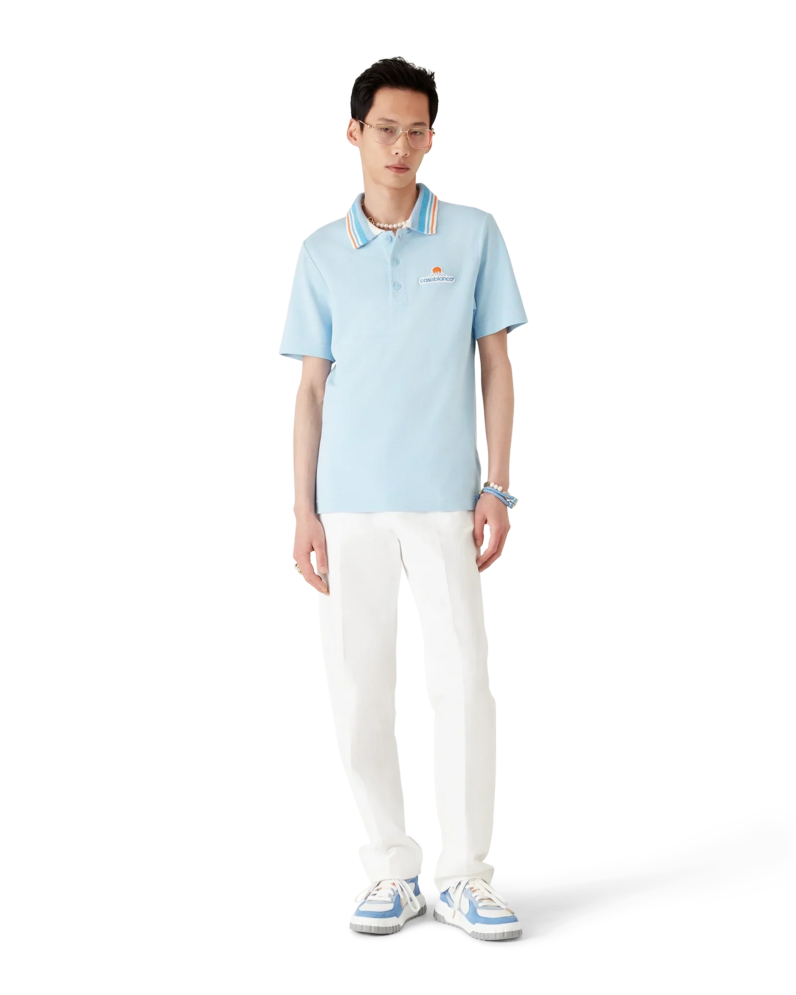 Knit Pique Short Sleeve Polo Shirt | Casablanca Paris | Image 2
