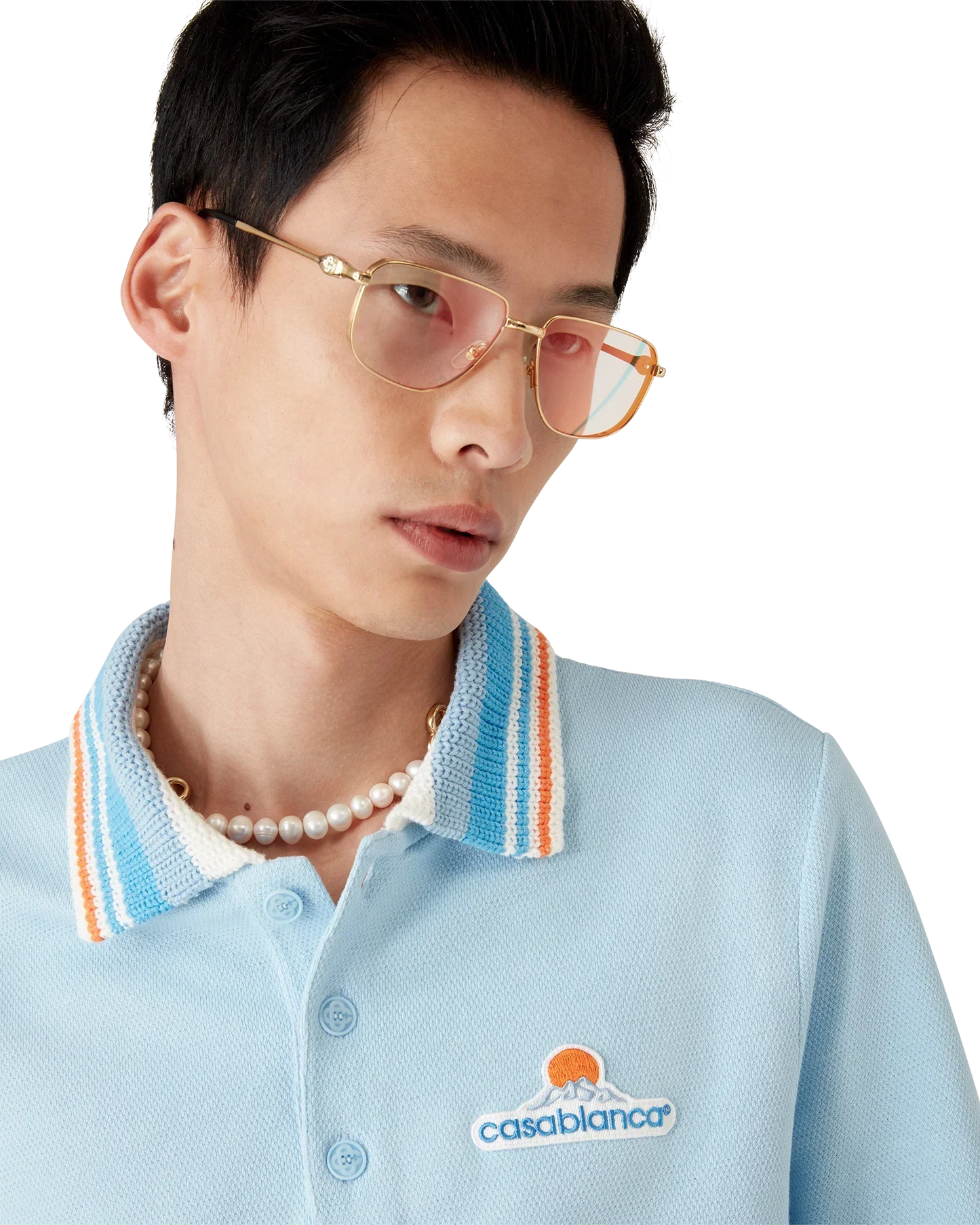 Knit Pique Short Sleeve Polo Shirt | Casablanca Paris | Image 5