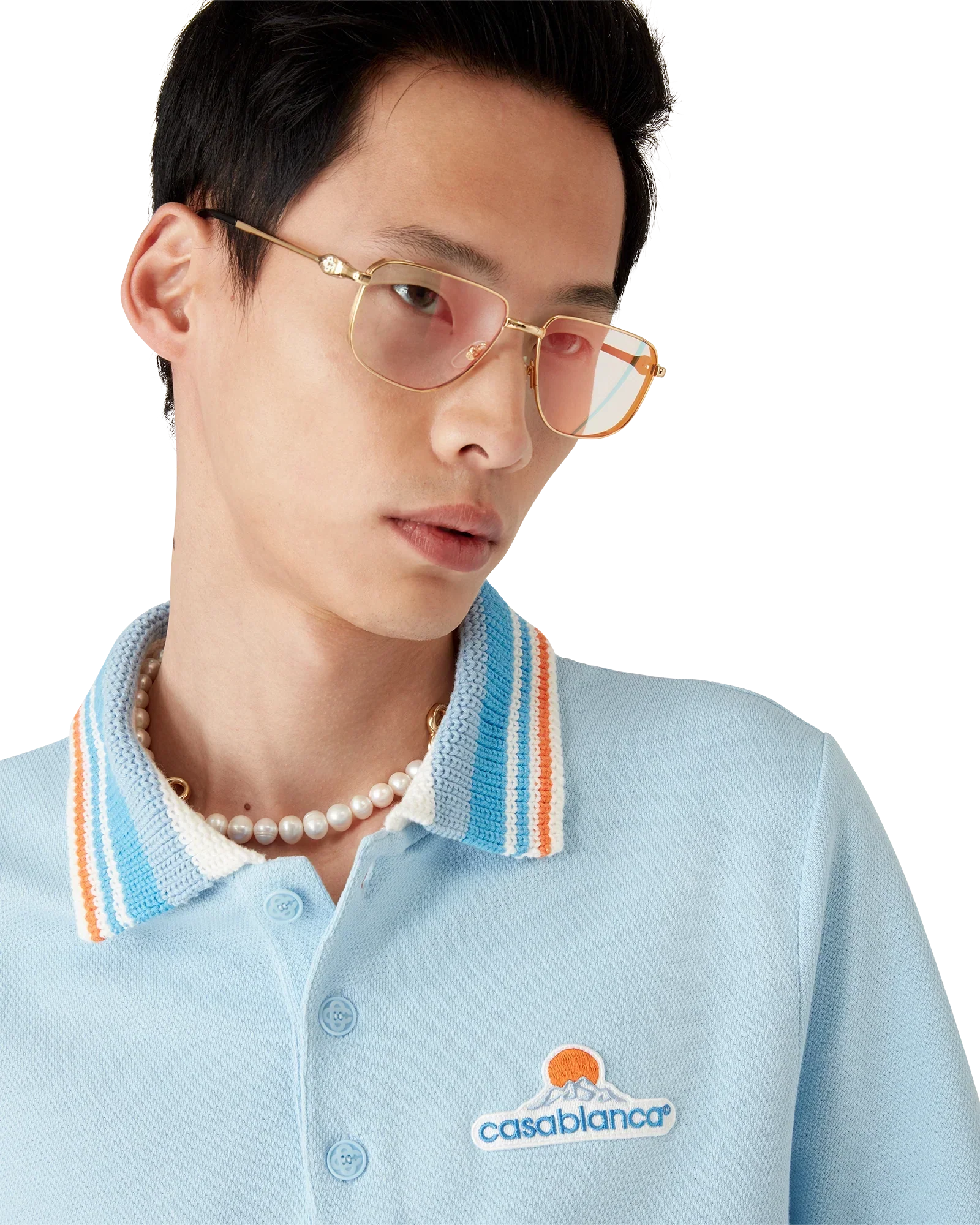 Knit Pique Short Sleeve Polo Shirt | Casablanca Paris | Image 5