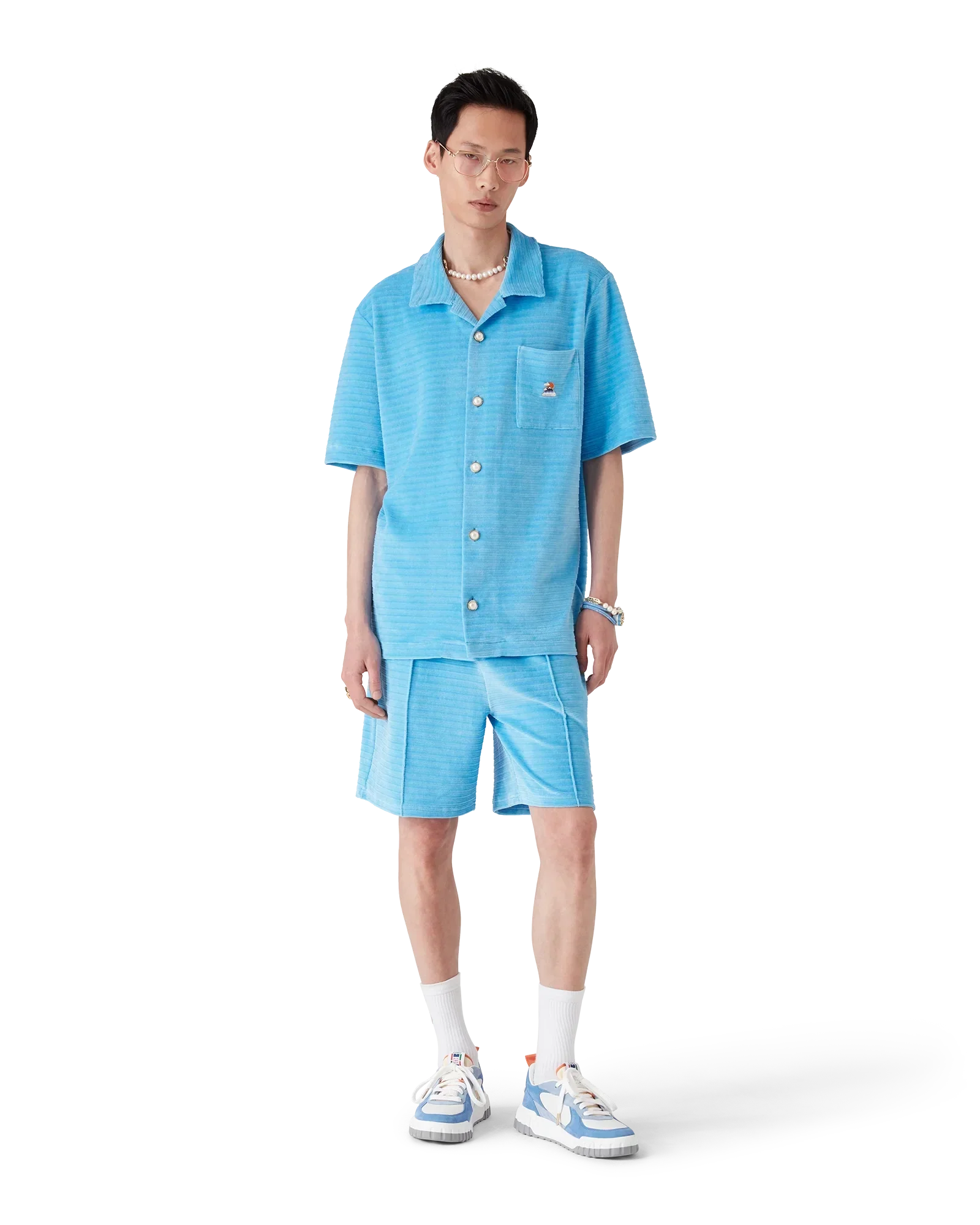 Velour Short Sleeve Stripe Shirt | Casablanca Paris | Image 2