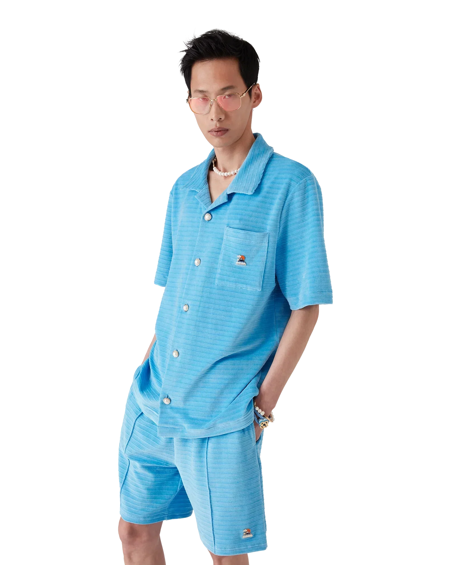 Velour Short Sleeve Stripe Shirt | Casablanca Paris | Image 4