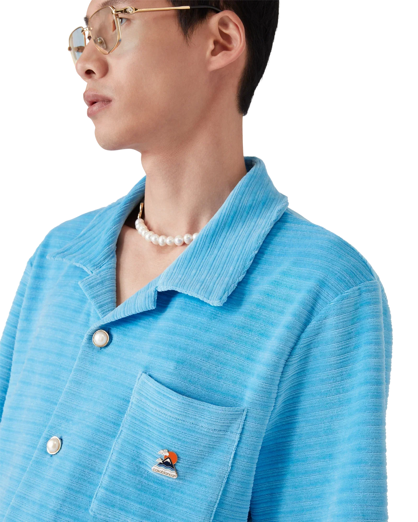 Velour Short Sleeve Stripe Shirt | Casablanca Paris | Image 5