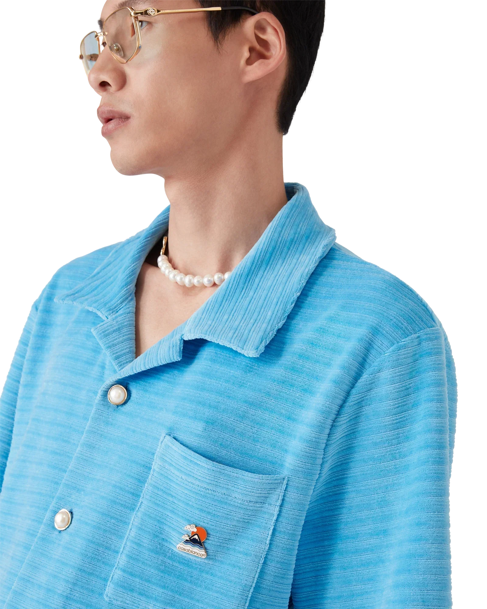 Velour Short Sleeve Stripe Shirt | Casablanca Paris | Image 5