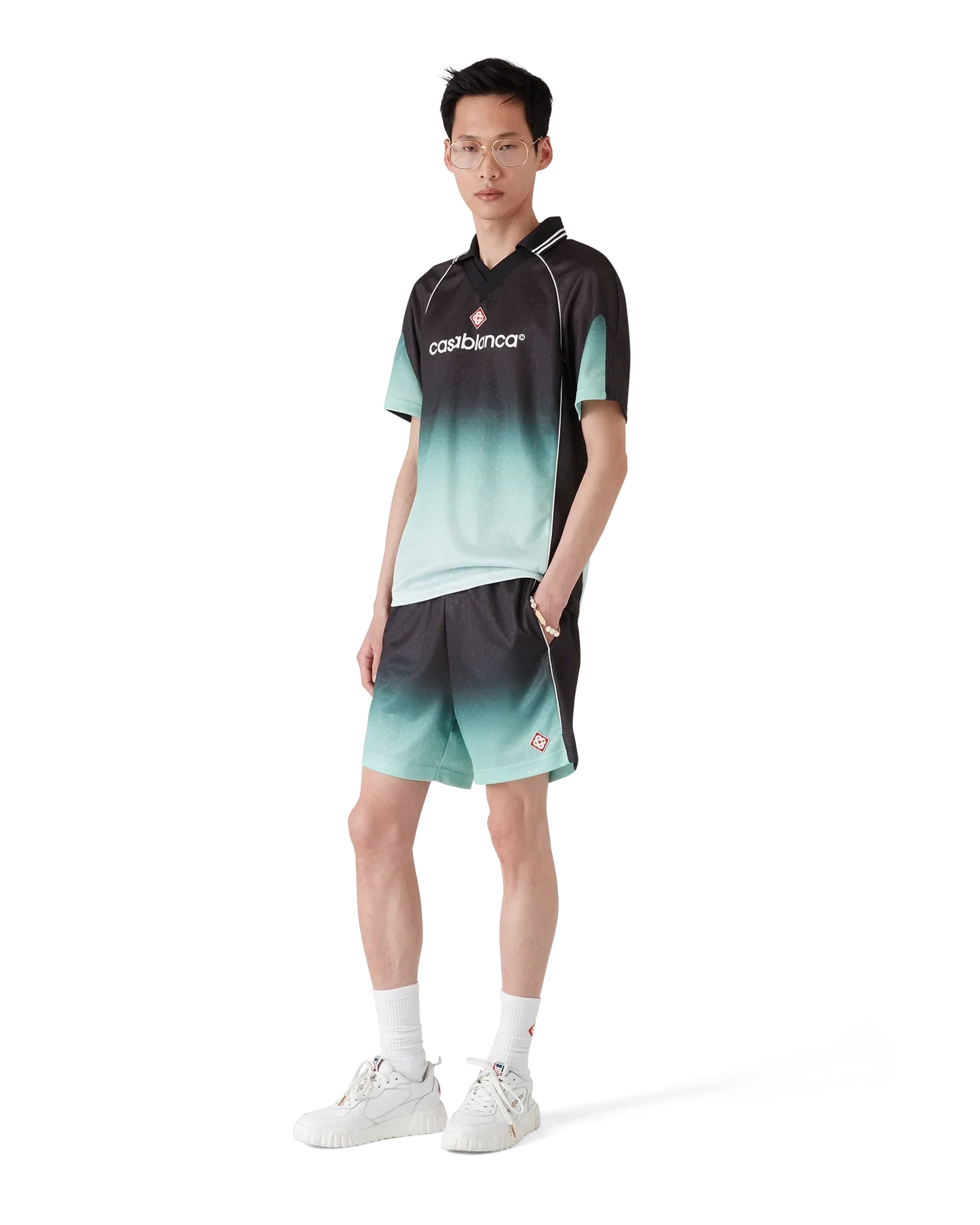 Gradient Monogram Jacquard Short Sleeve Football Shirt | Casablanca Paris | Image 2