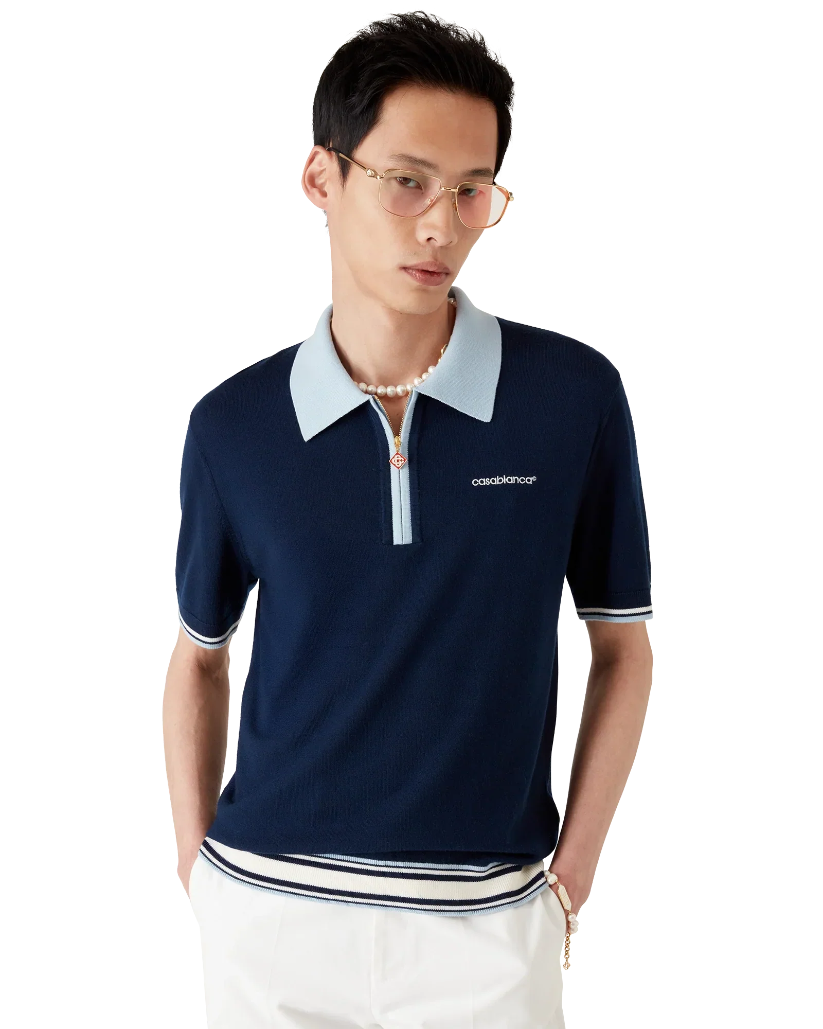 Merino Knit Tennis Polo Shirt | Casablanca Paris | Image 4