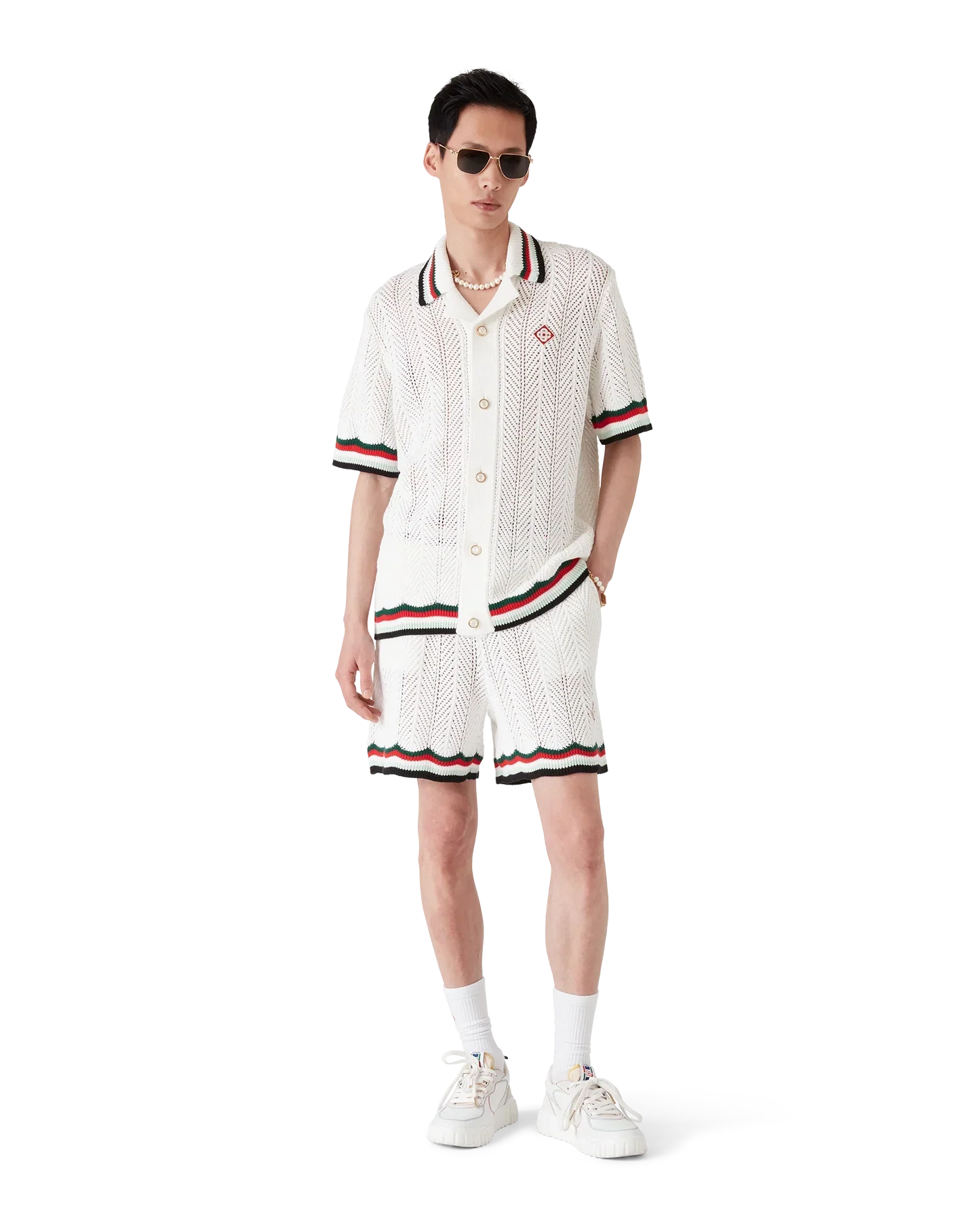 Cotton Chevron Crochet Shorts | Casablanca Paris | Image 2