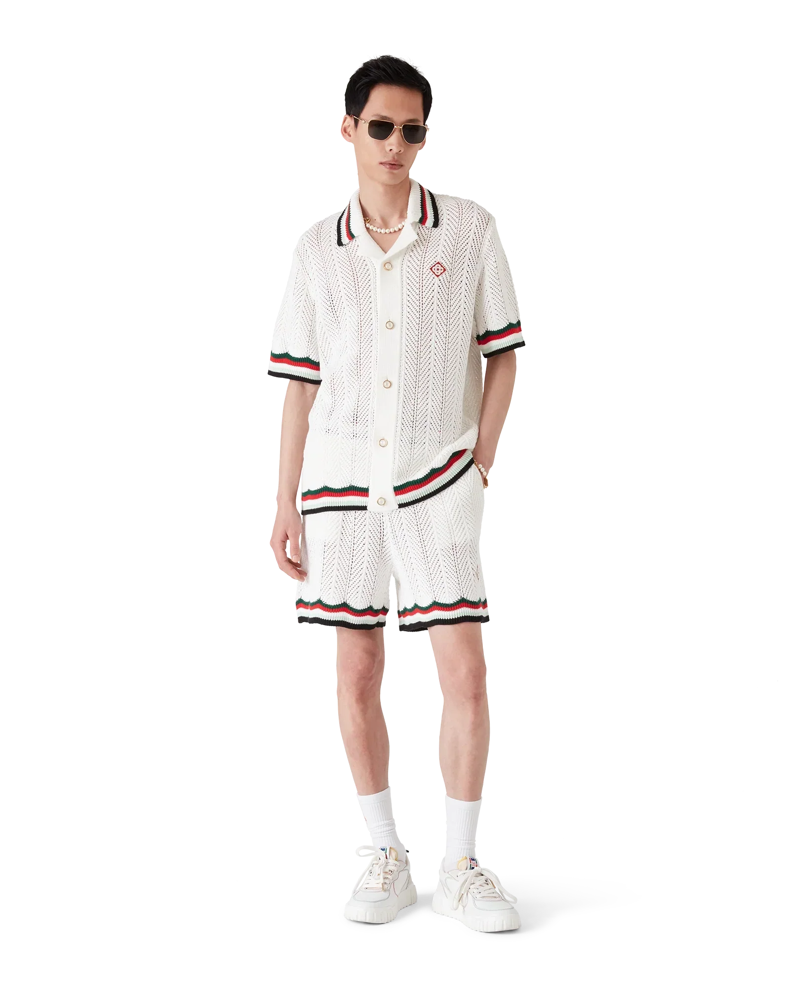 Cotton Chevron Crochet Shorts | Casablanca Paris | Image 2