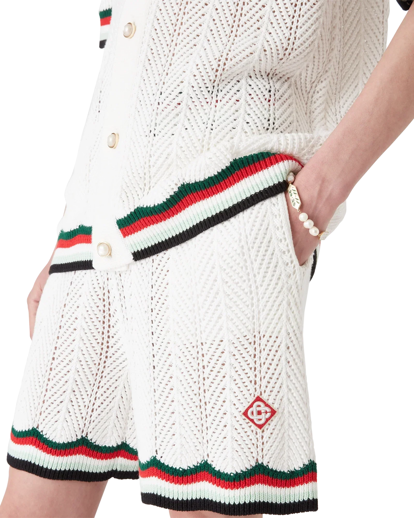Cotton Chevron Crochet Shorts | Casablanca Paris | Image 4