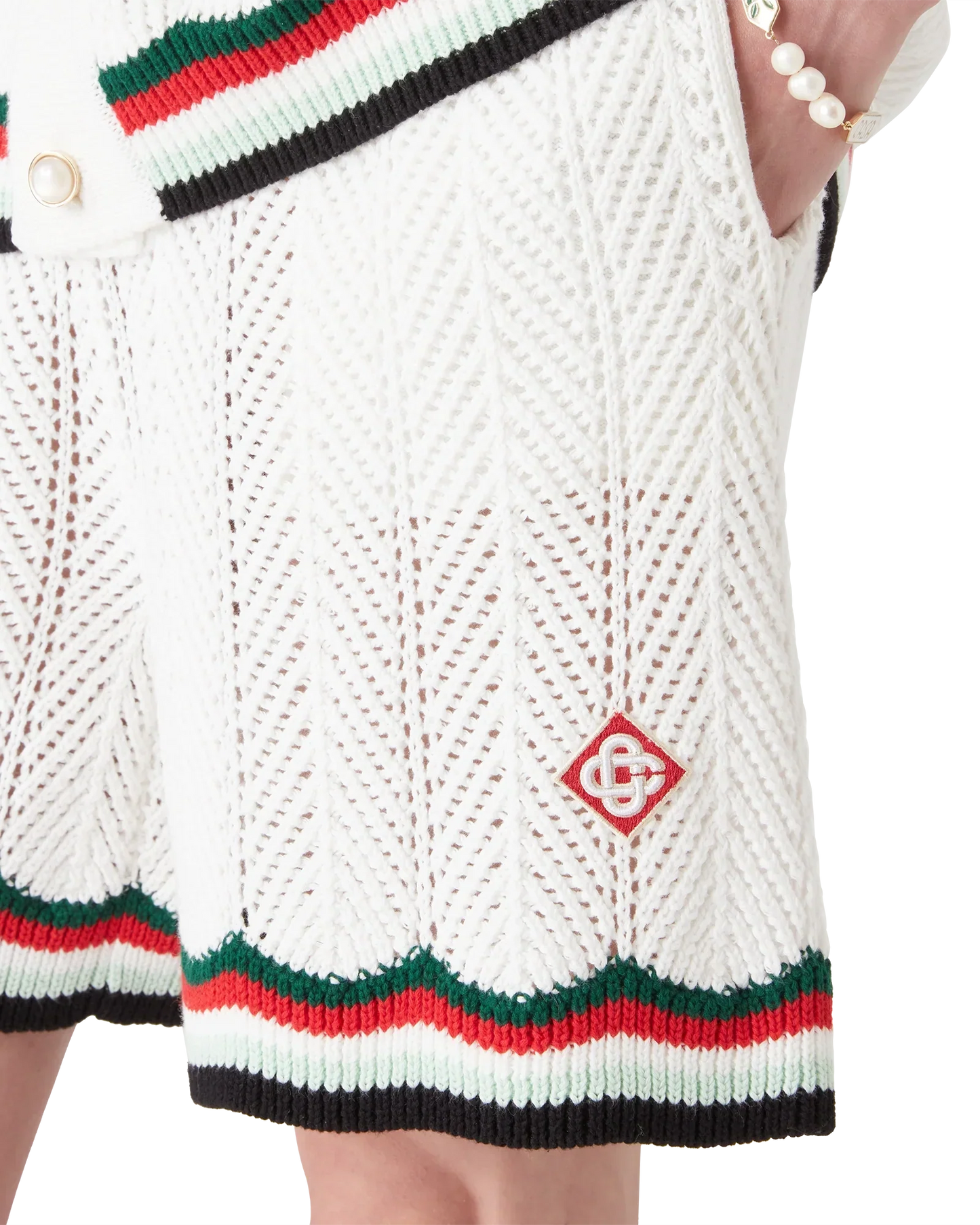 Cotton Chevron Crochet Shorts | Casablanca Paris | Image 5